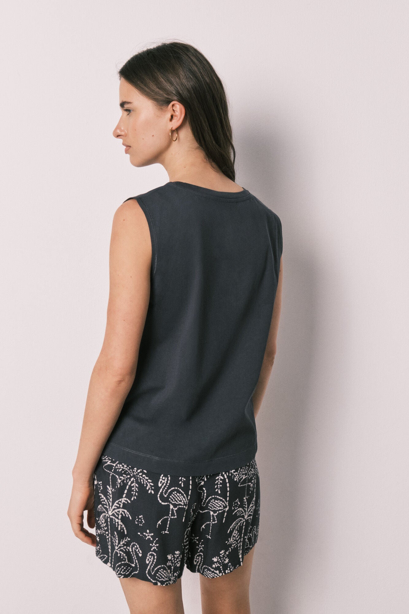 Stitch sleeveless cotton short pyjamas