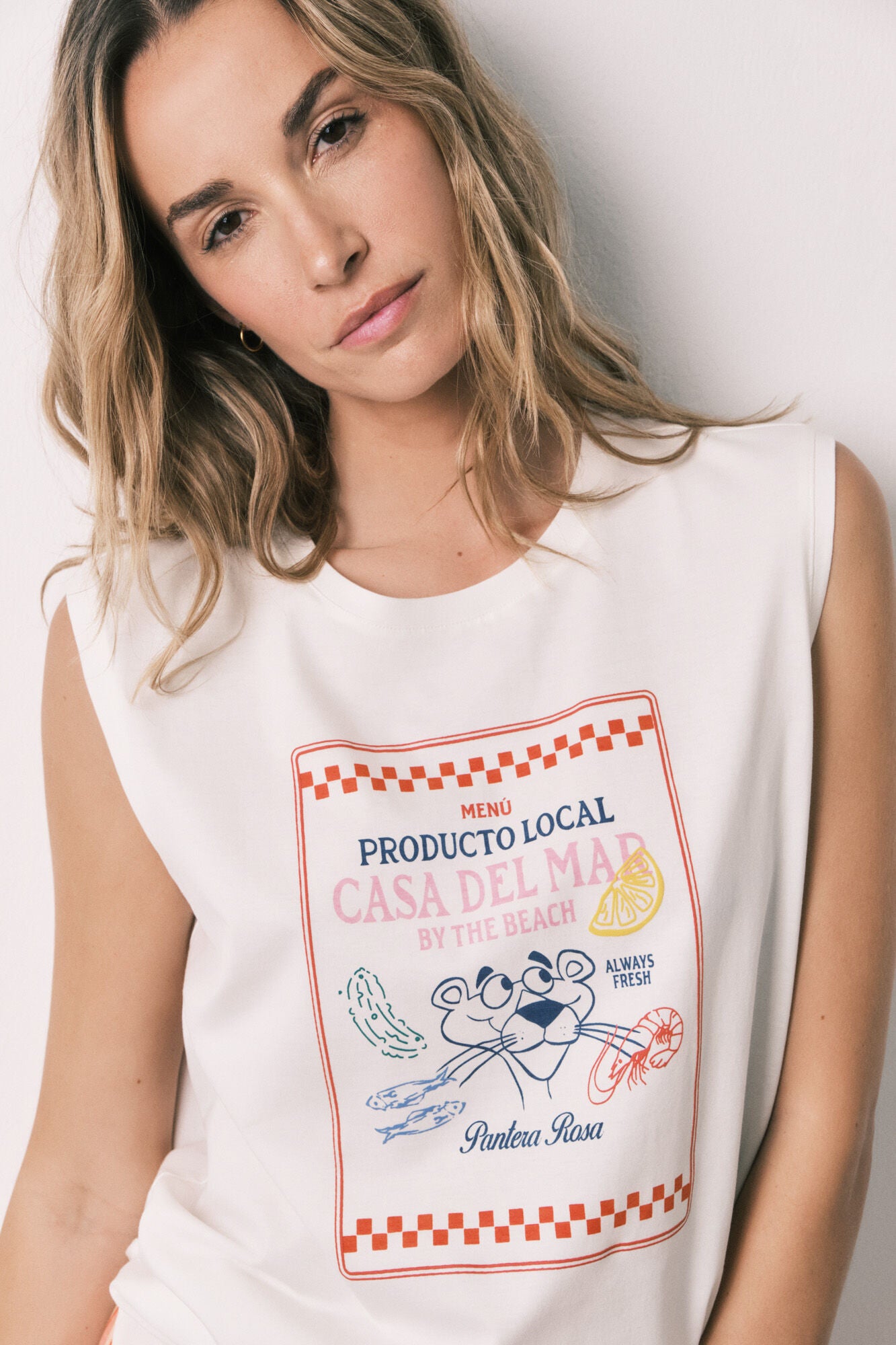 Striped pink panther cotton short pyjamas