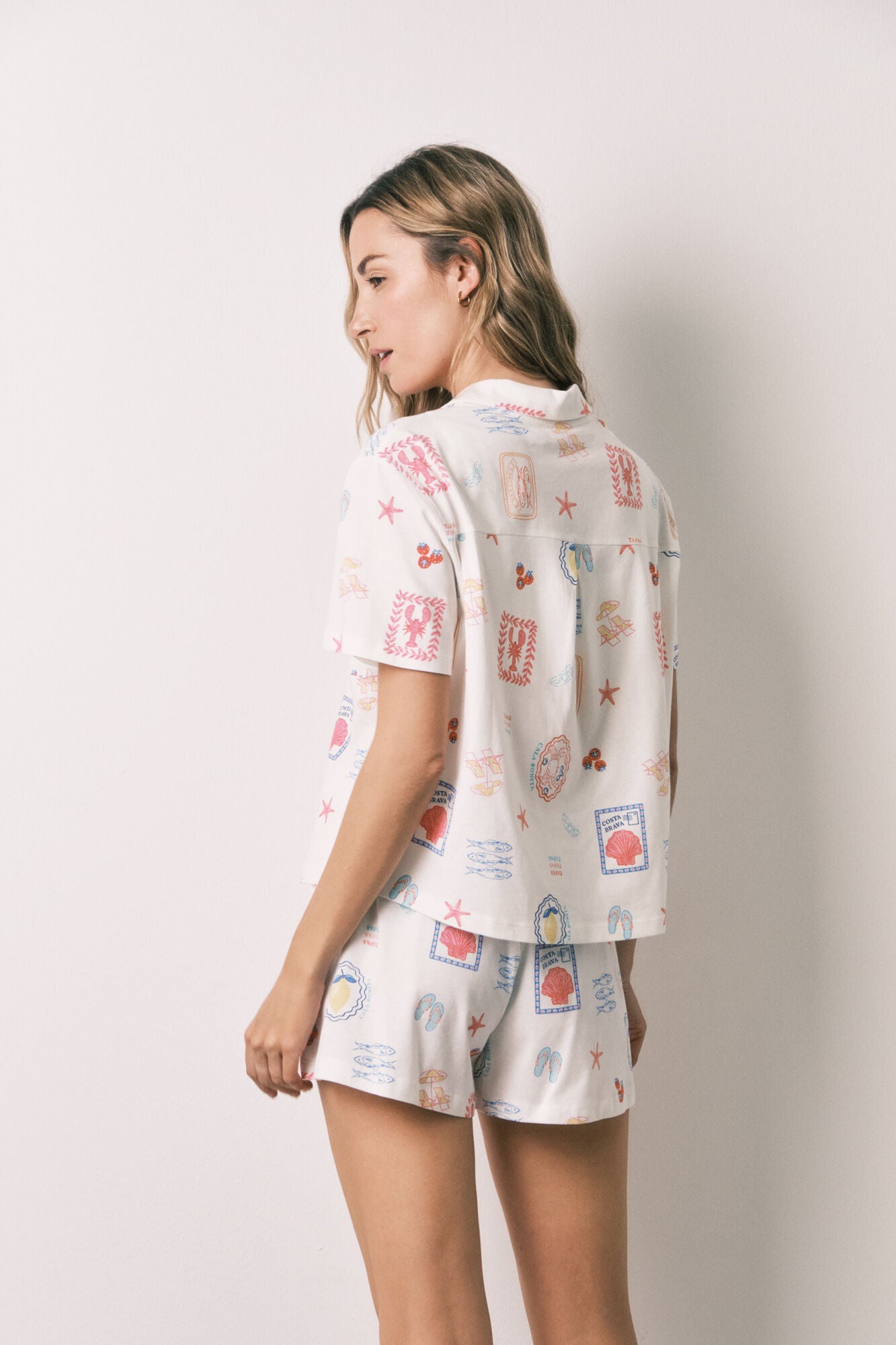 Multicoloured print short classic pyjamas