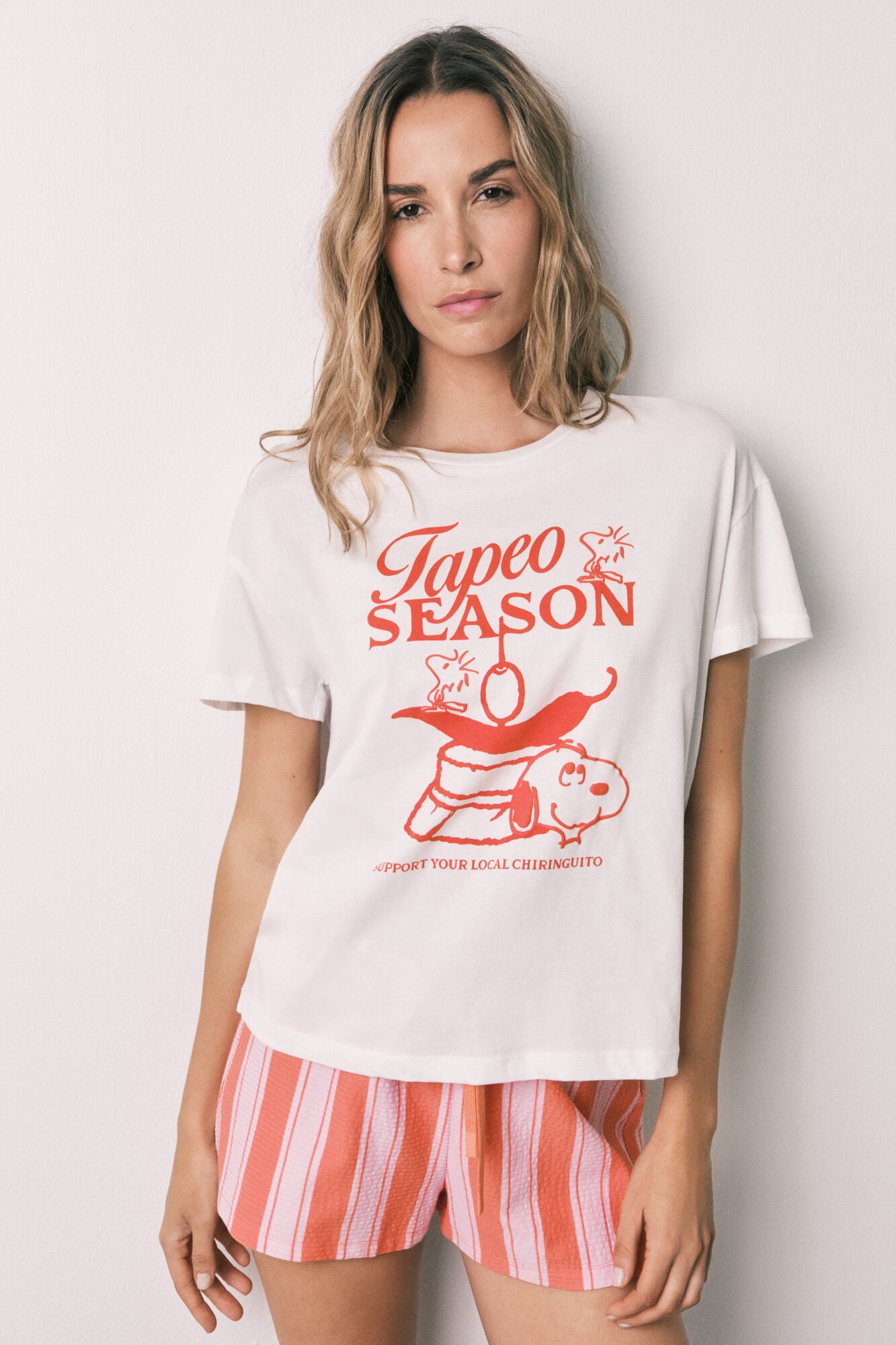 Striped cotton short pyjamas Snoopy