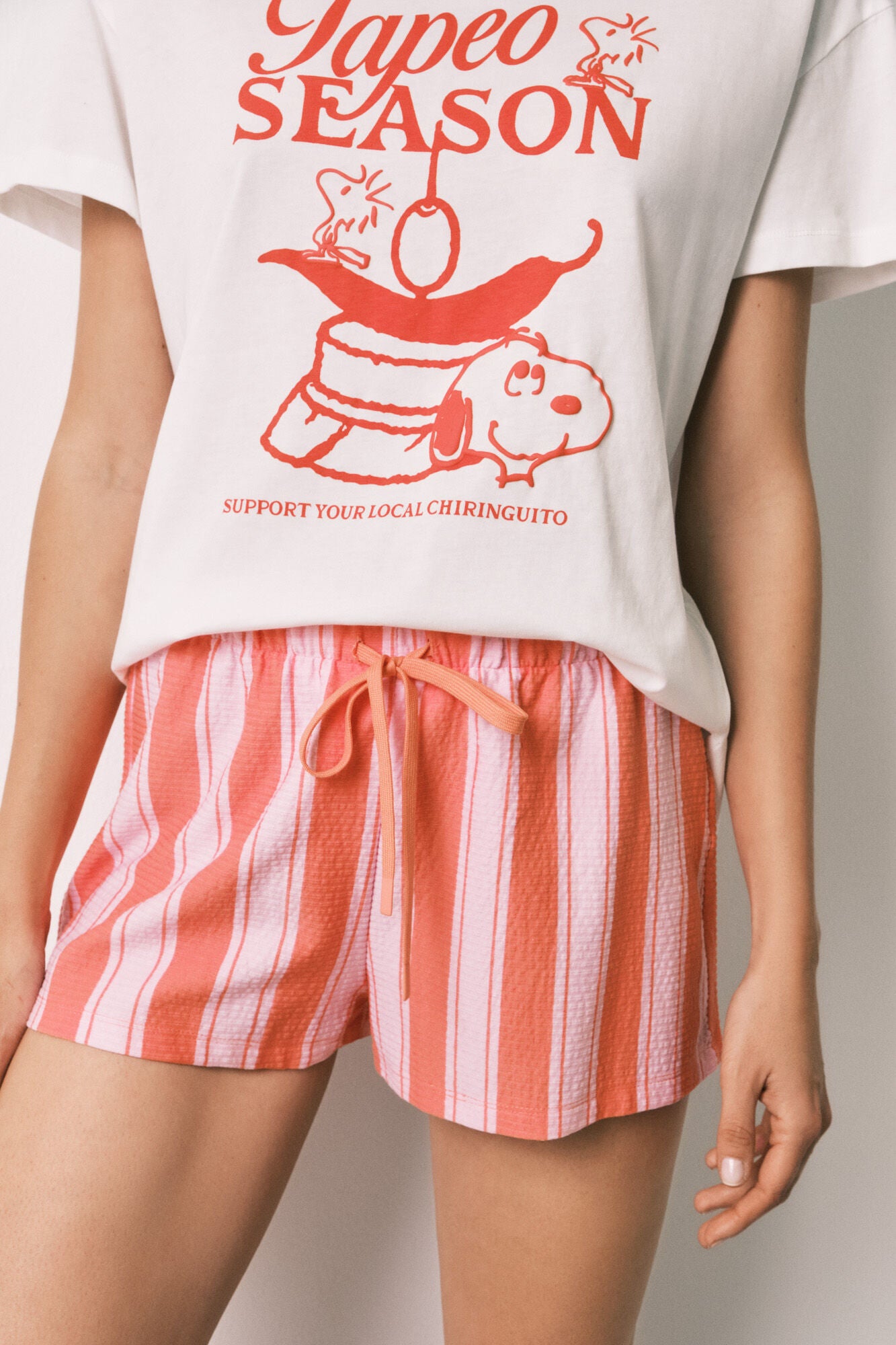 Striped cotton short pyjamas Snoopy