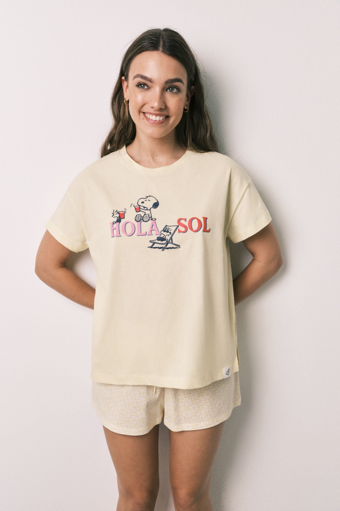 Yellow cotton short pyjamas Snoopy