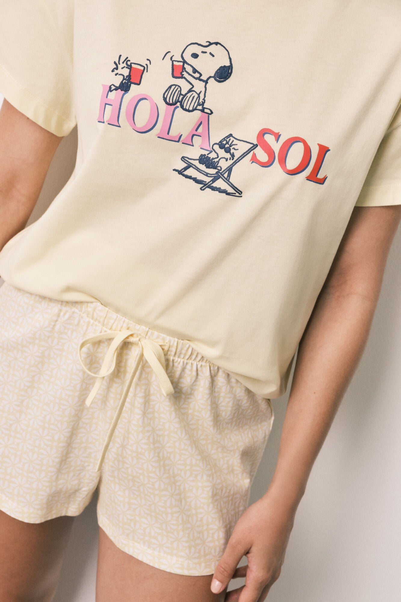 Yellow cotton short pyjamas Snoopy
