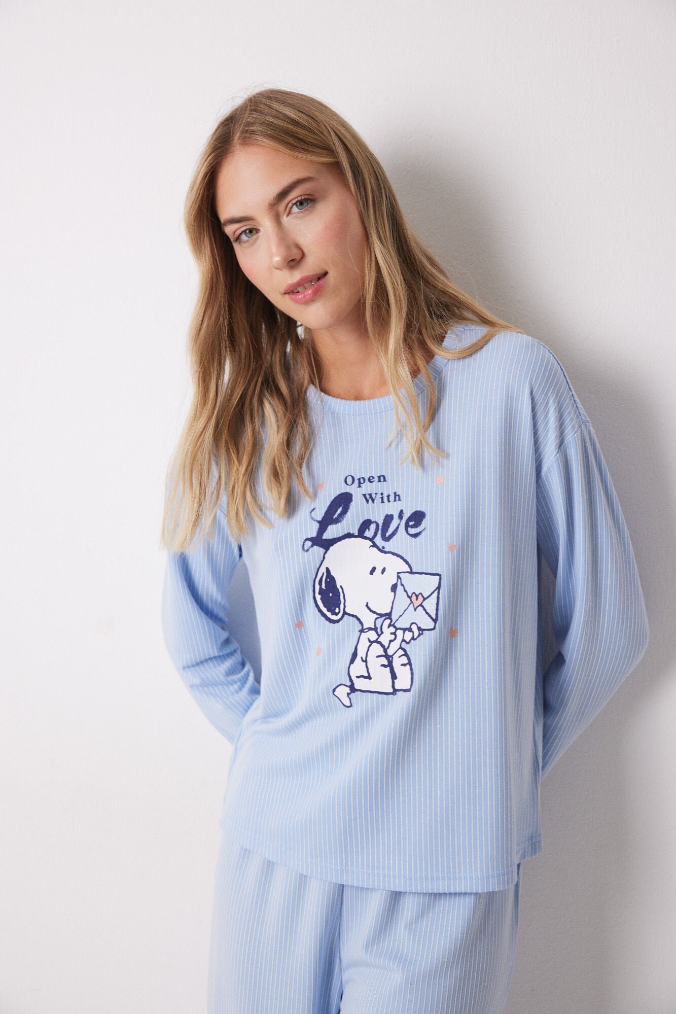 Snoopy ribbed texture long pajamas