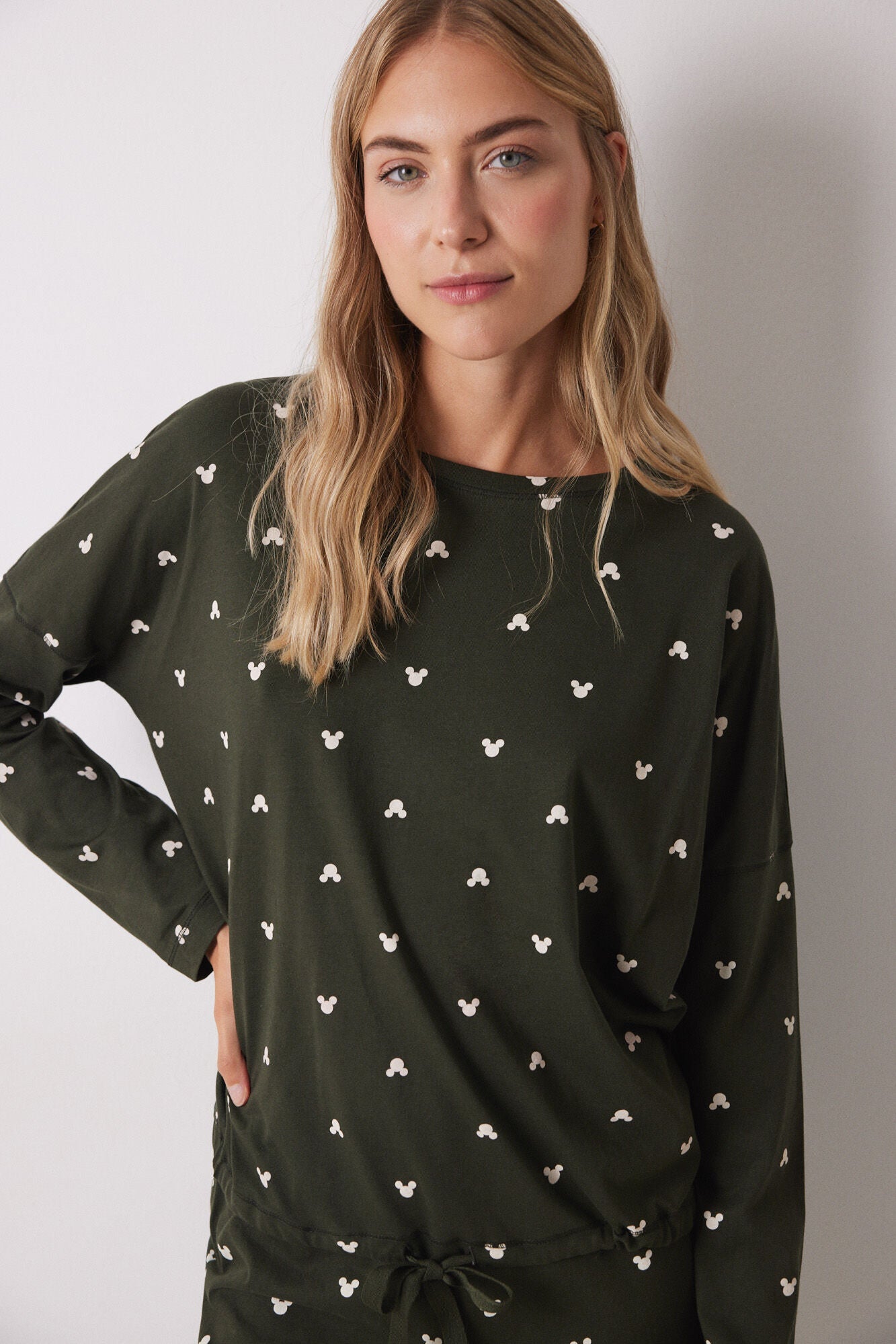 Long cotton pajamas with Mickey Mouse logo