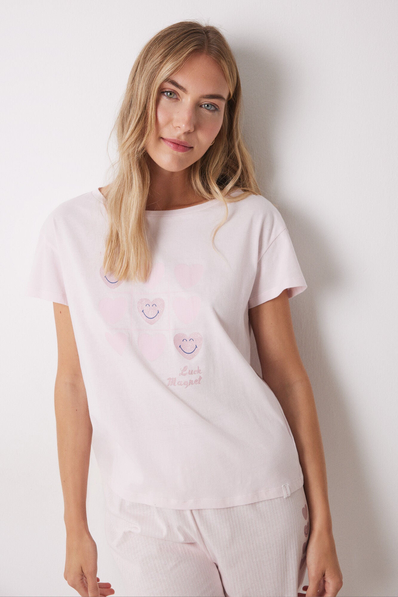 100% cotton pink heart pajamas