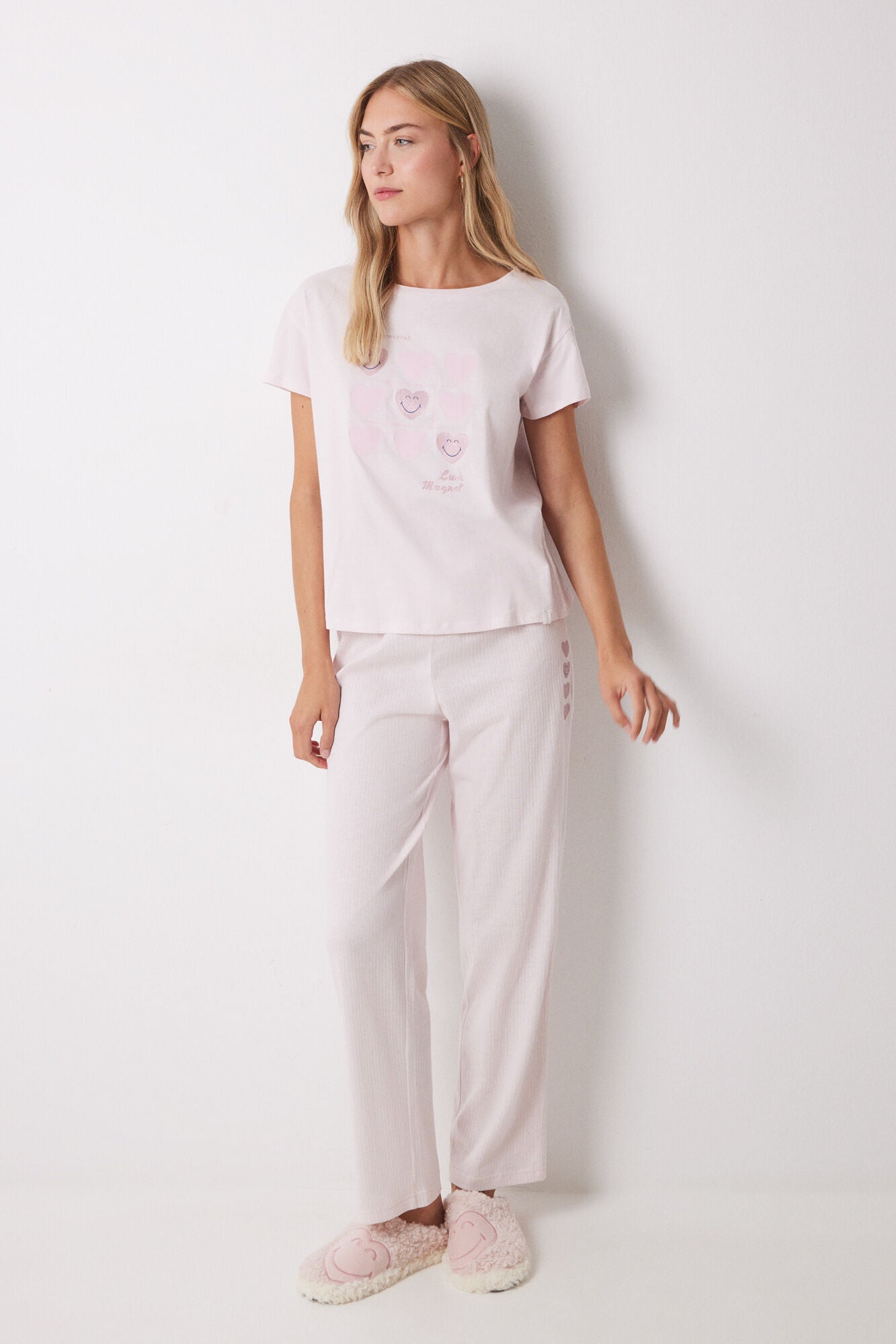 100% cotton pink heart pajamas