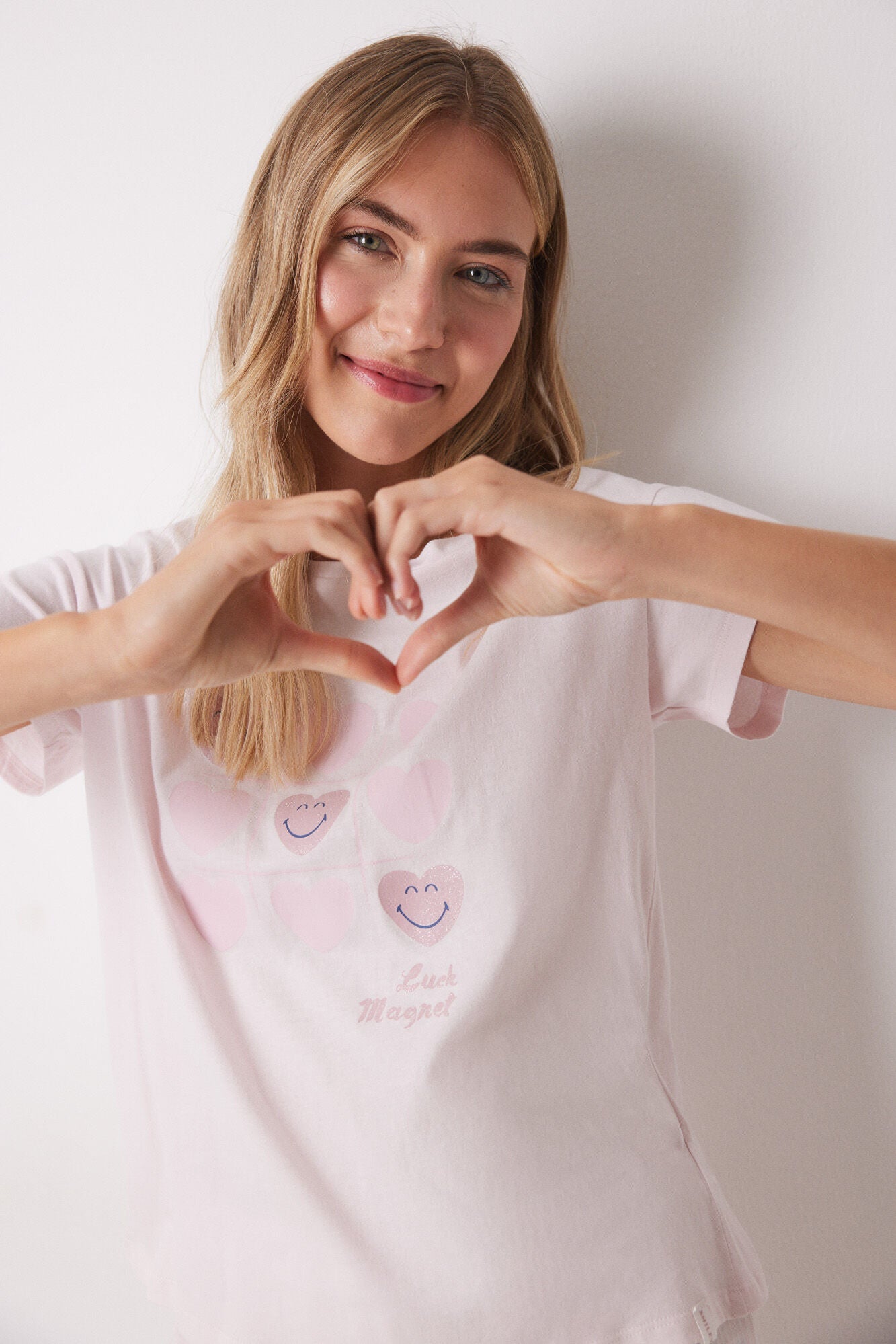 100% cotton pink heart pajamas