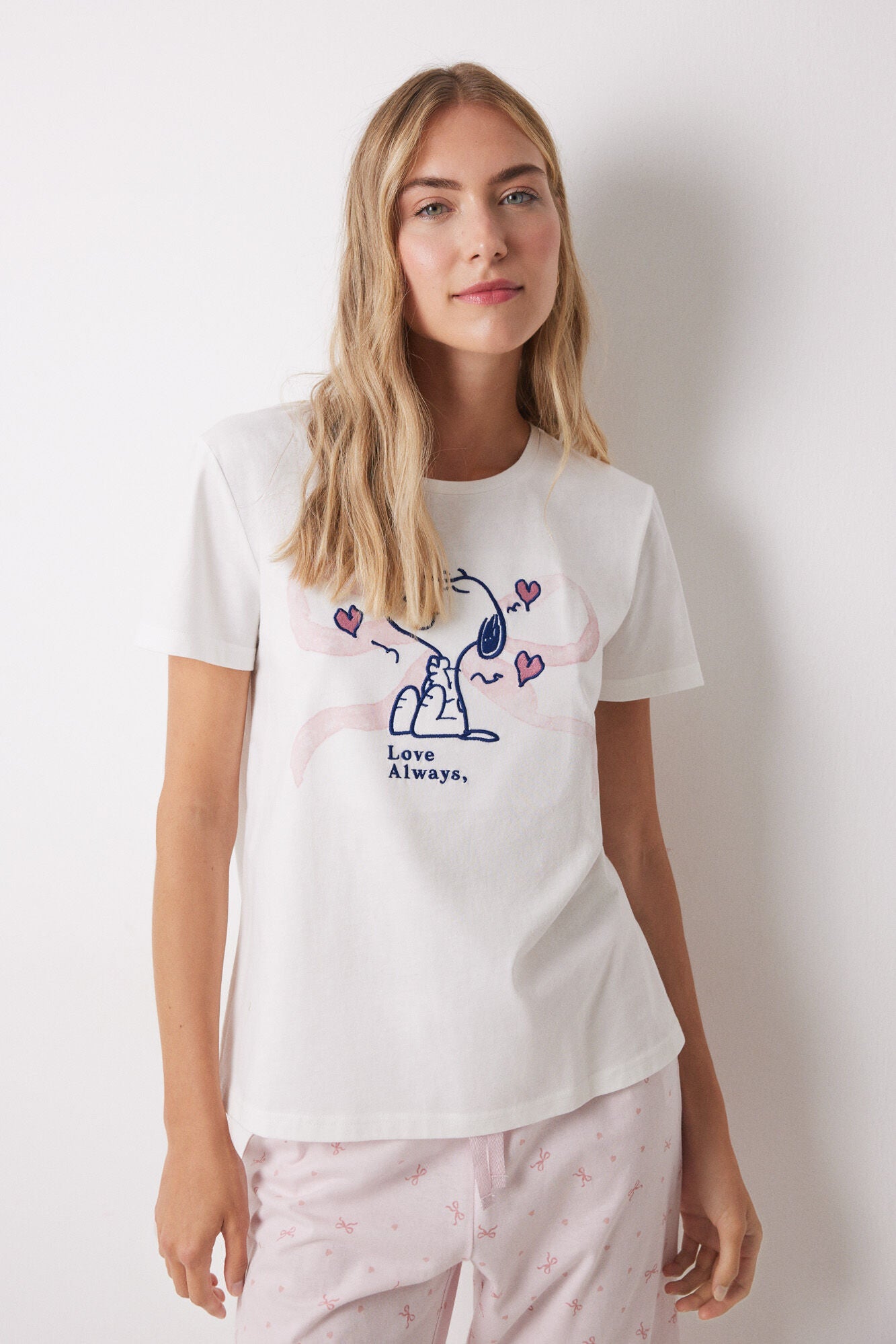 100% cotton white and pink Capri pajamas