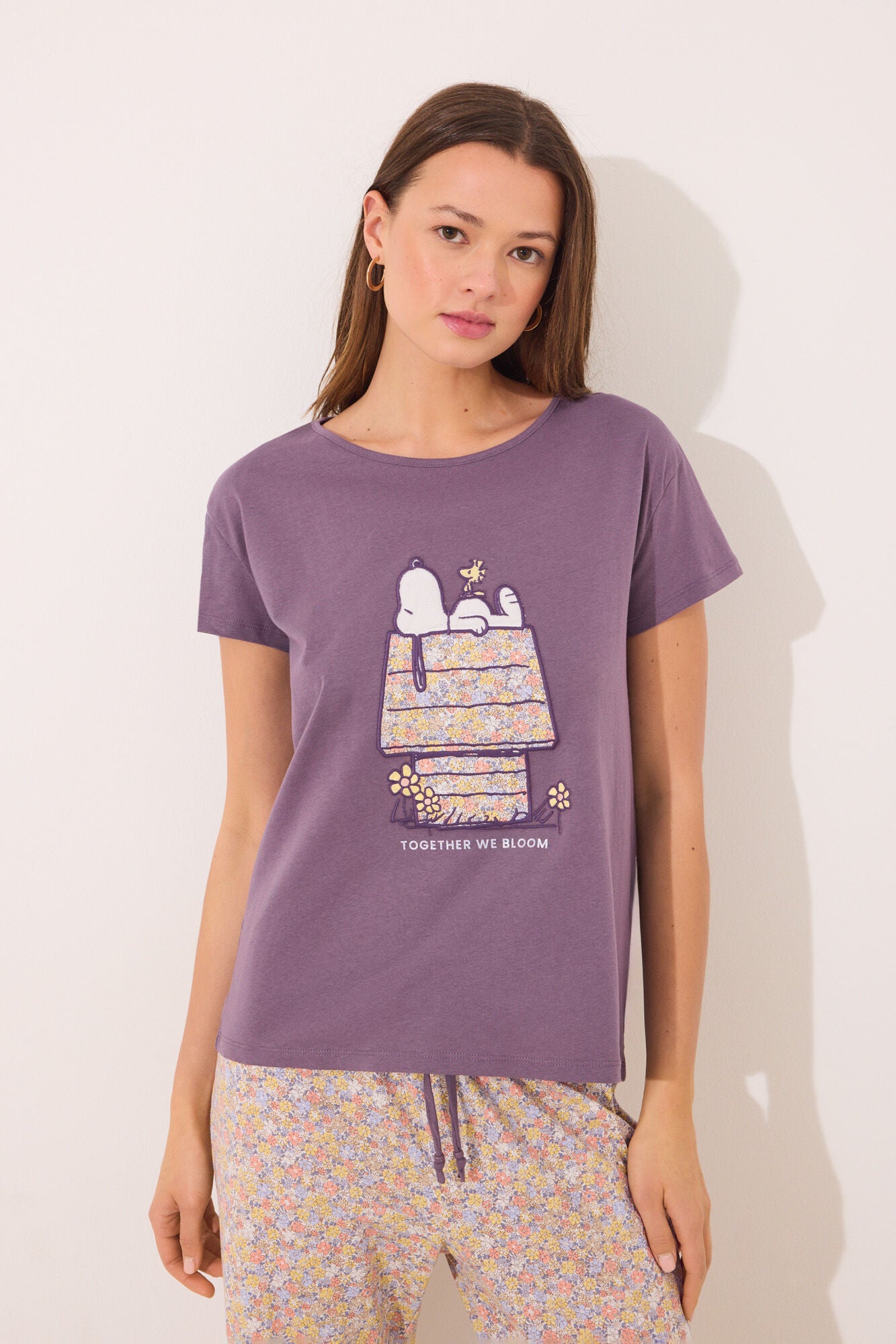 Short sleeve pyjamas 100% cotton print Snoopy