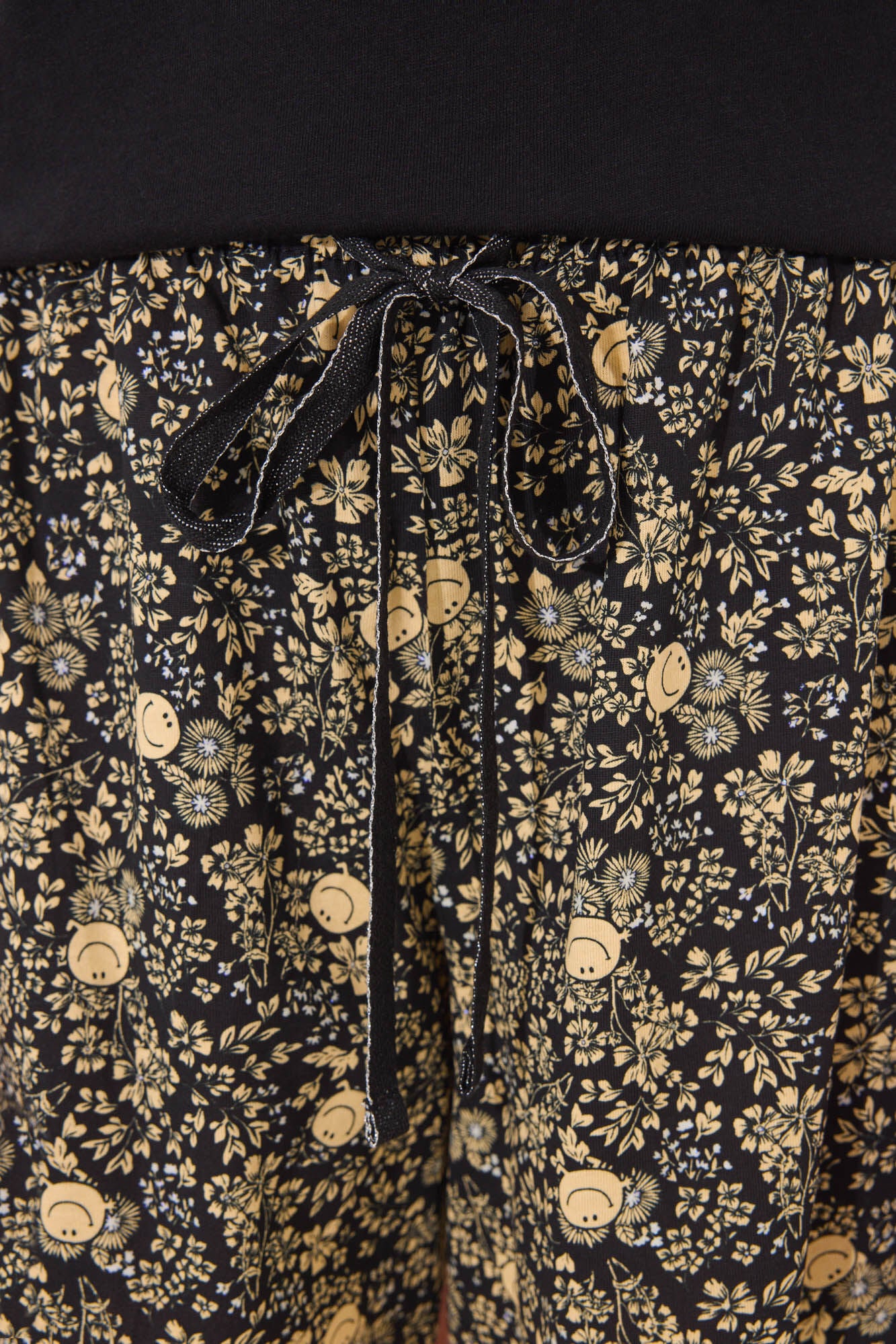 Smiley black cotton short pyjamas