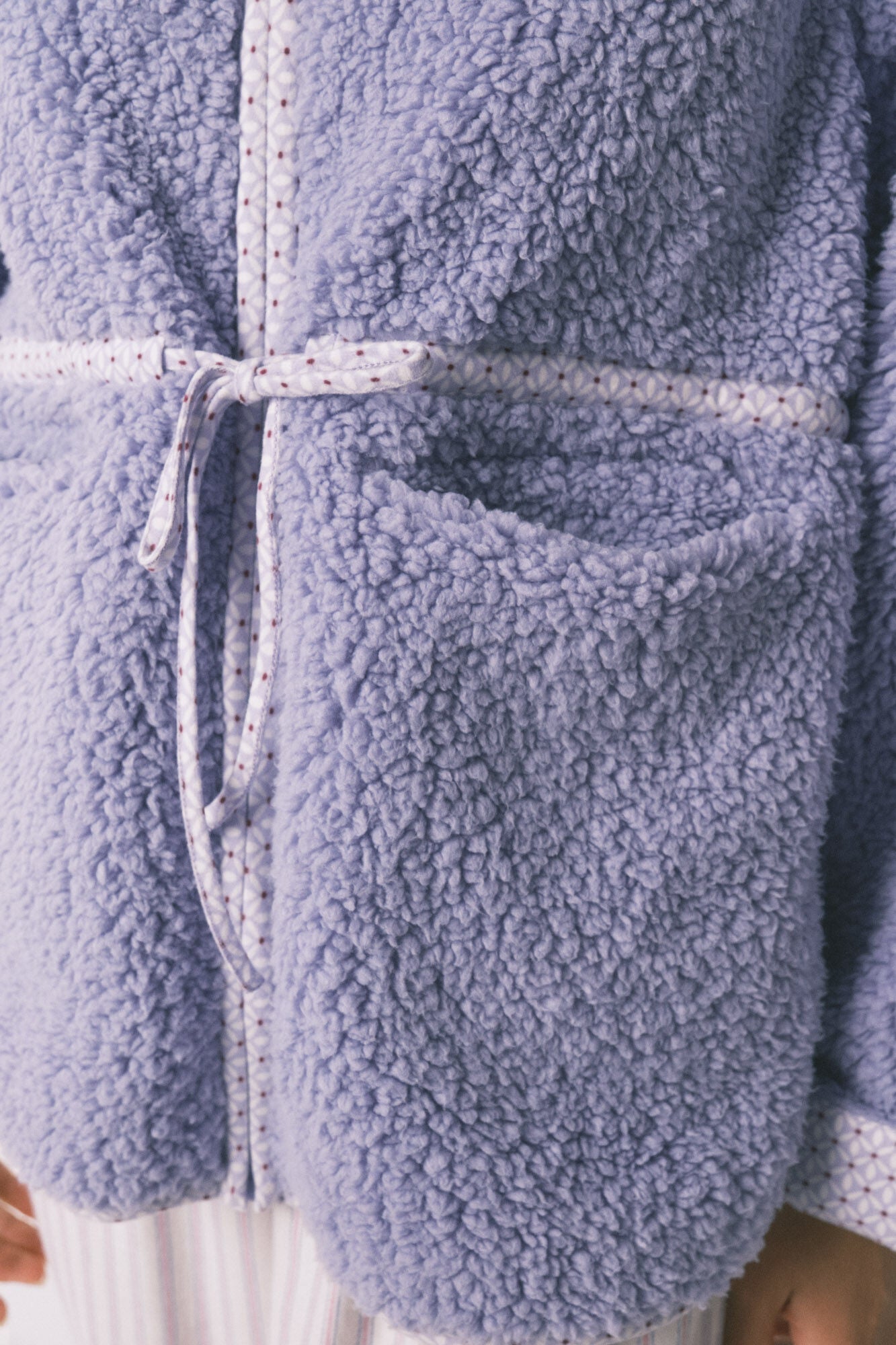 Short lilac sheepskin coat