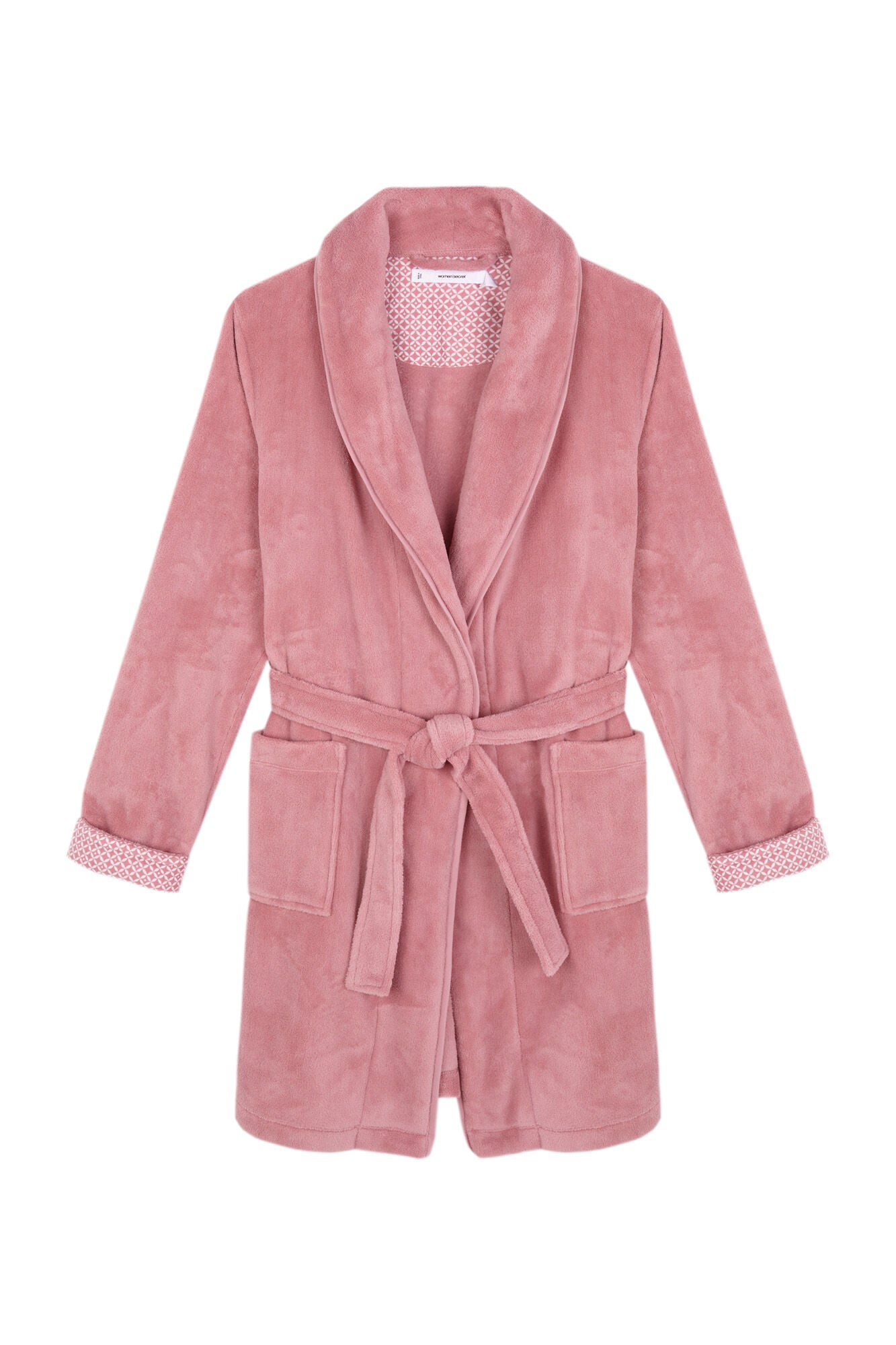 Pink fleece midi robe