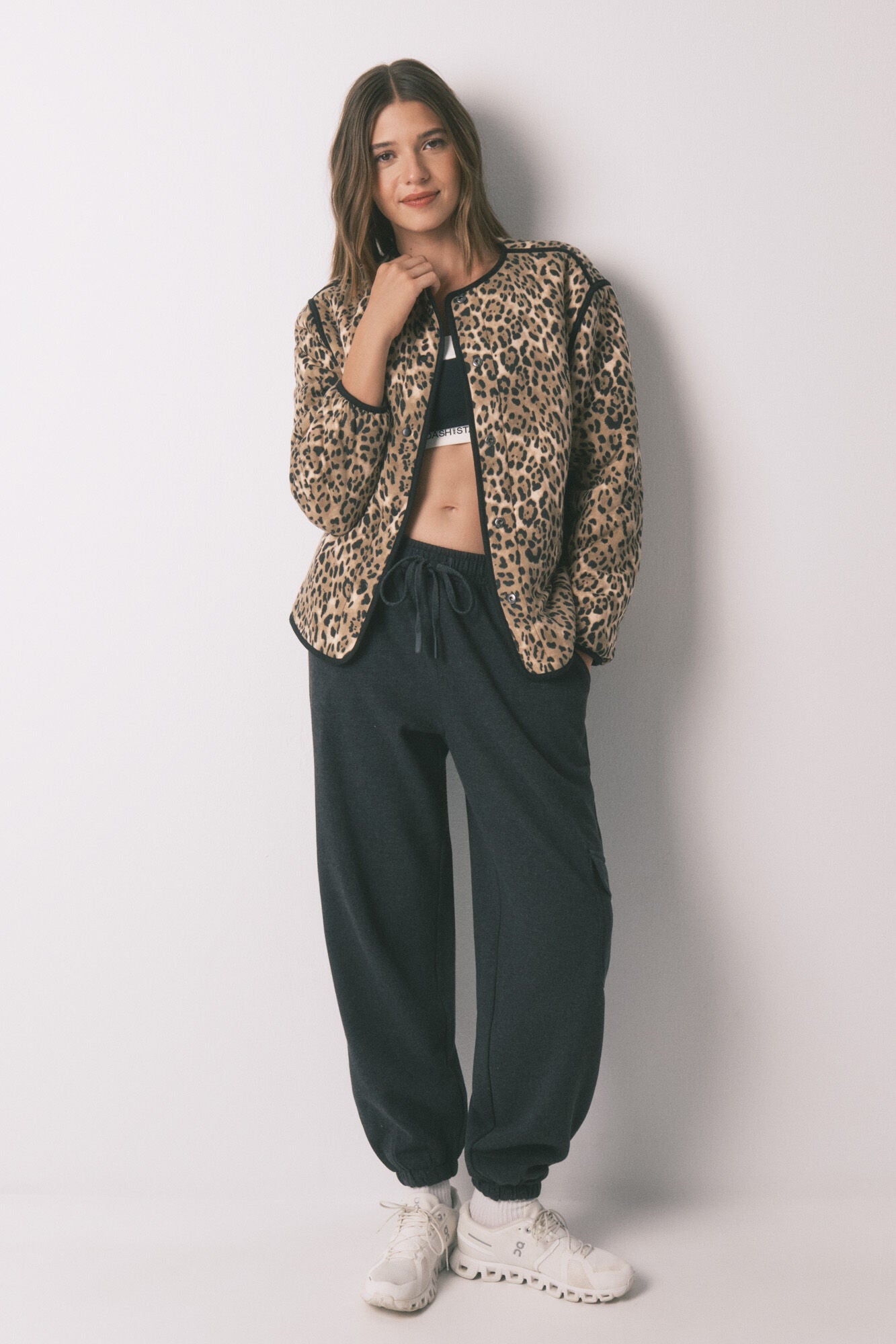 Reversible short jacket in animal print