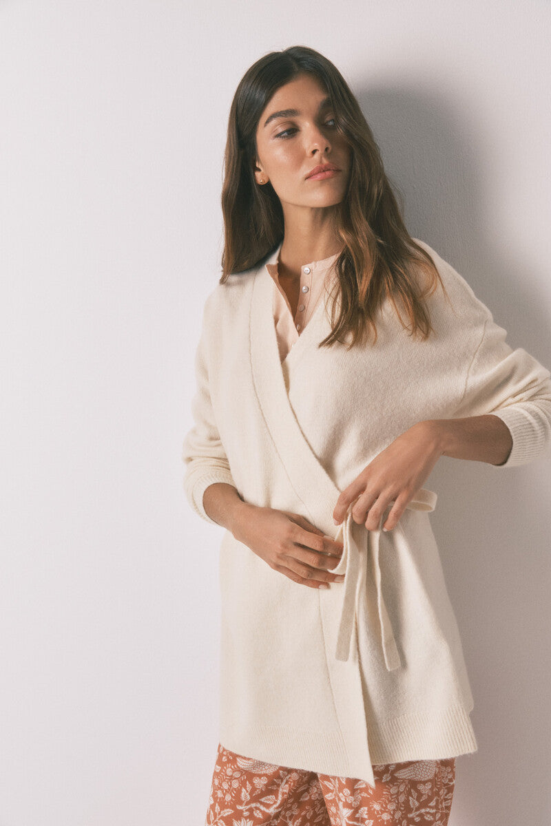 Beige knitted cardigan