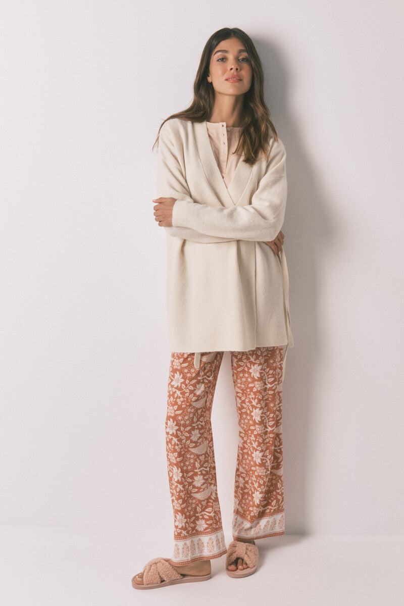 Beige knitted cardigan