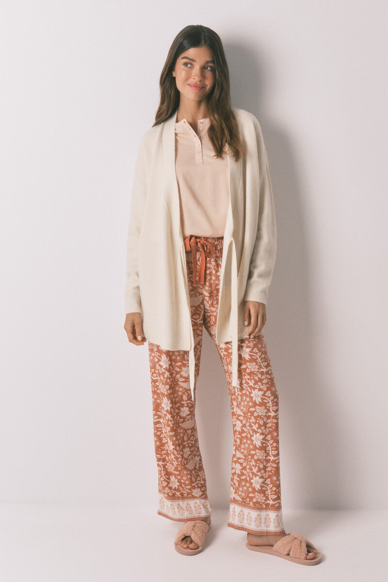 Beige knitted cardigan