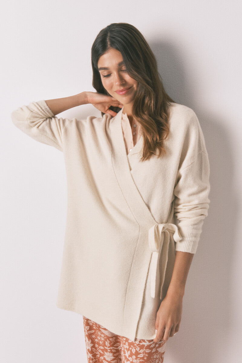 Beige knitted cardigan