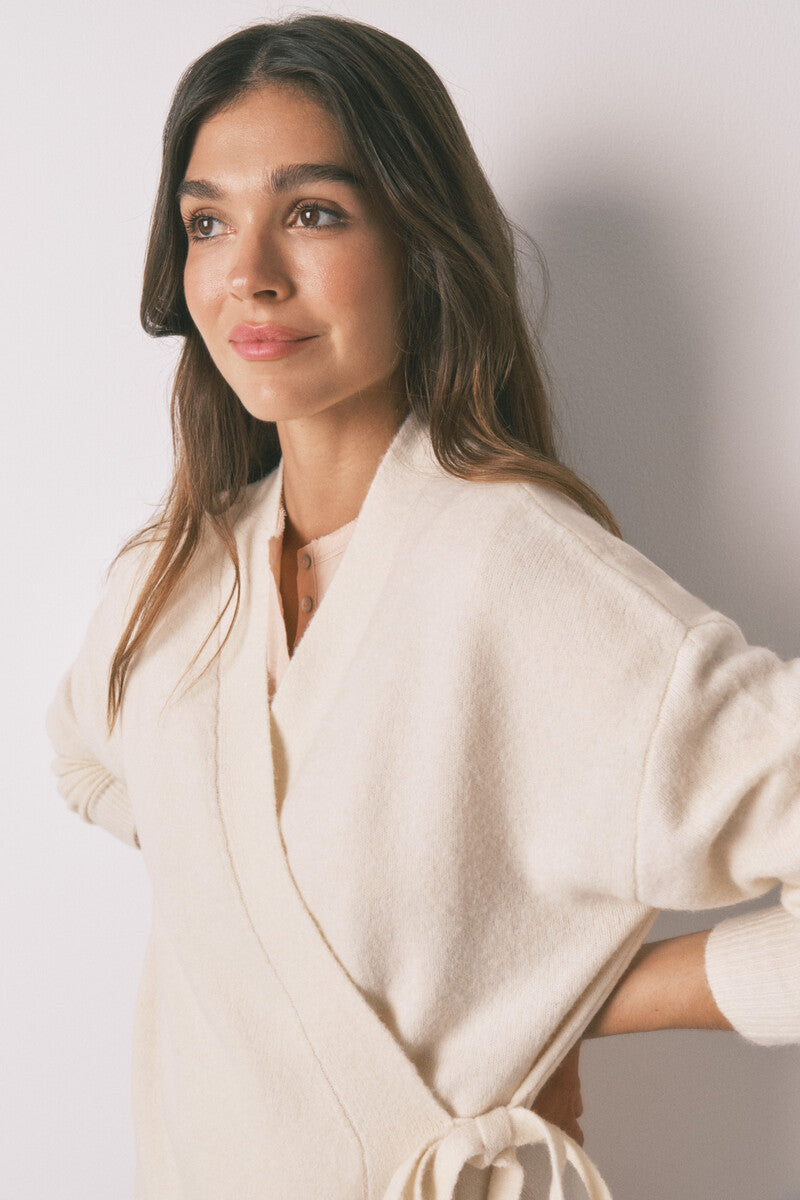 Beige knitted cardigan