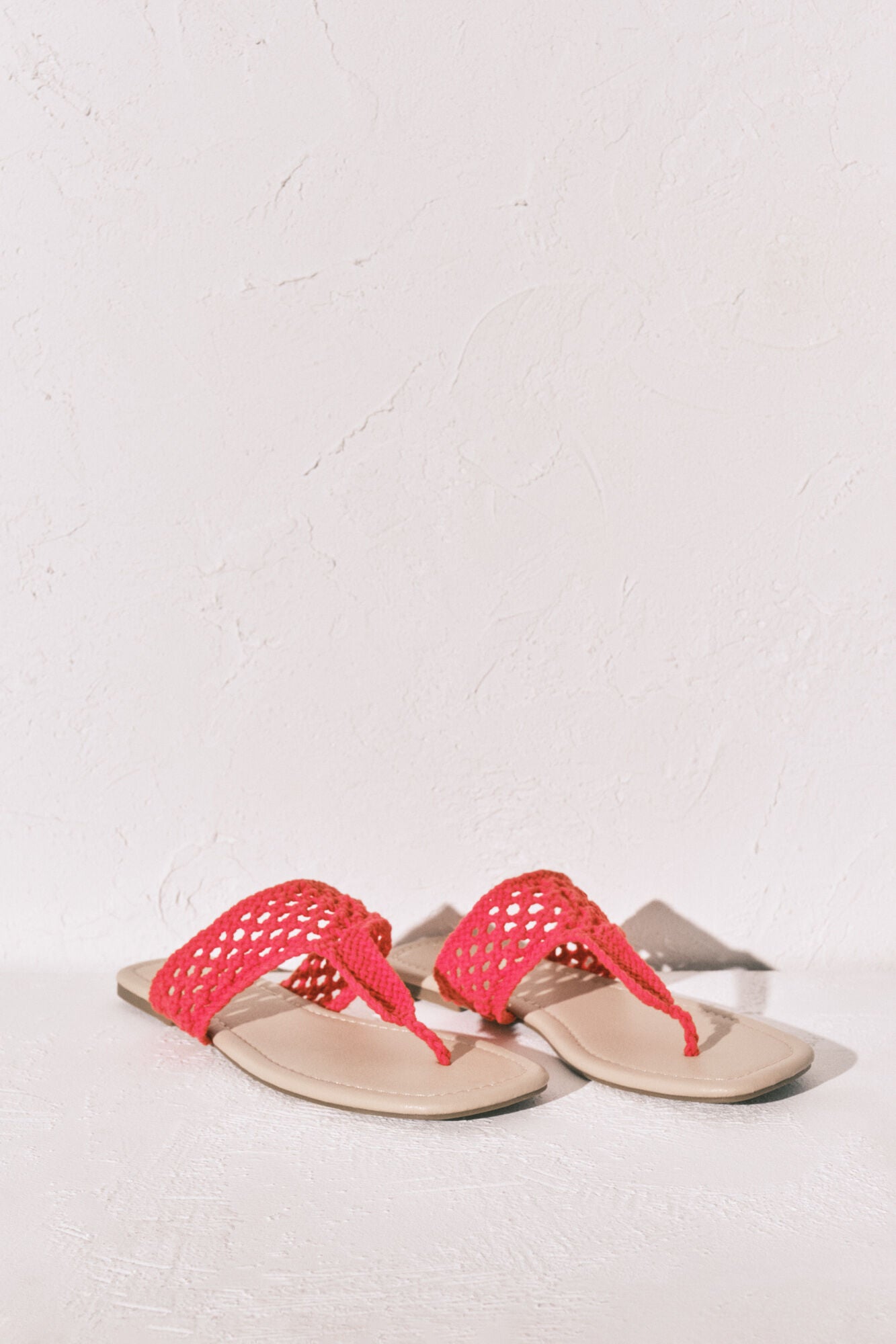 Red crochet sandals