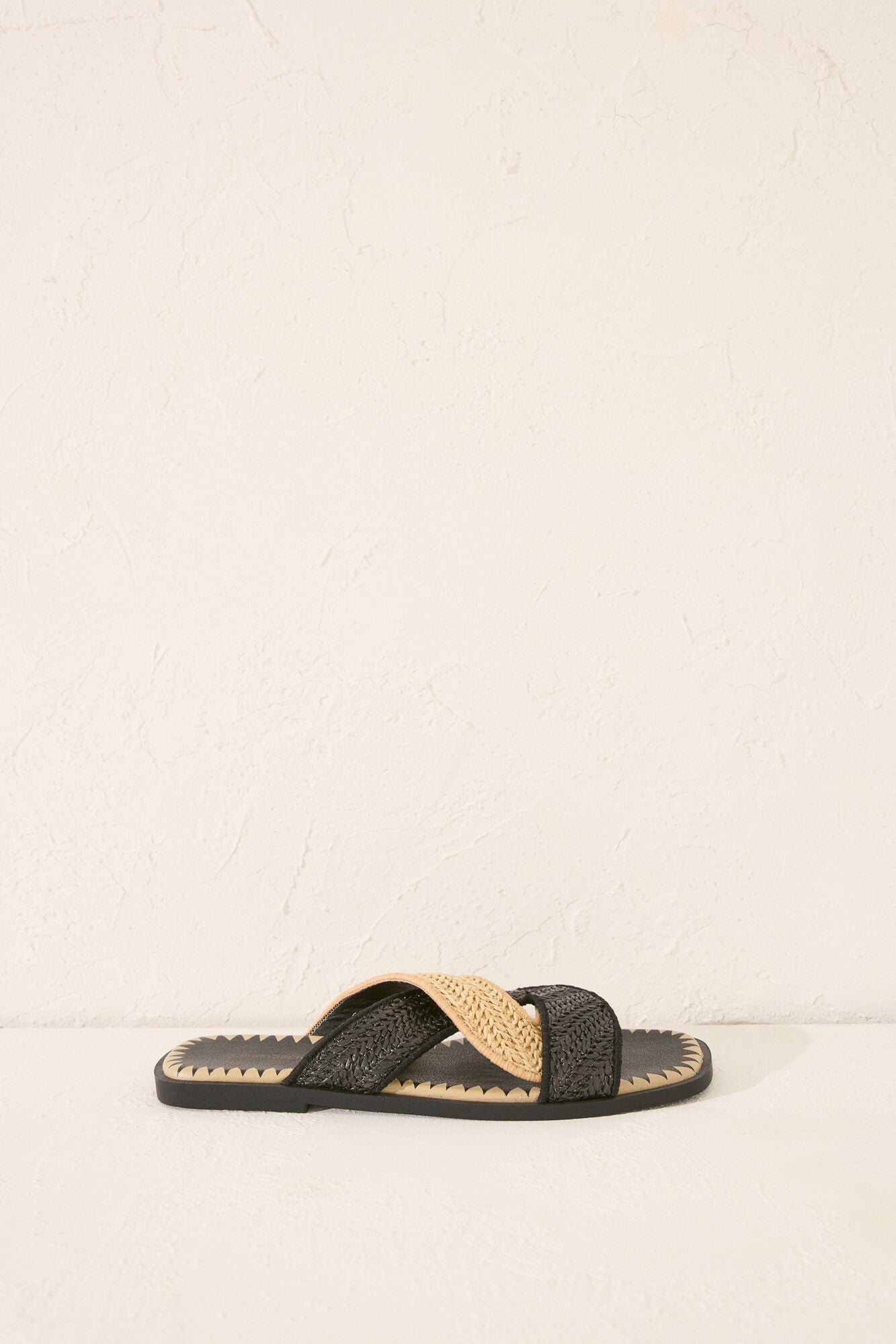 Black raffia sandals