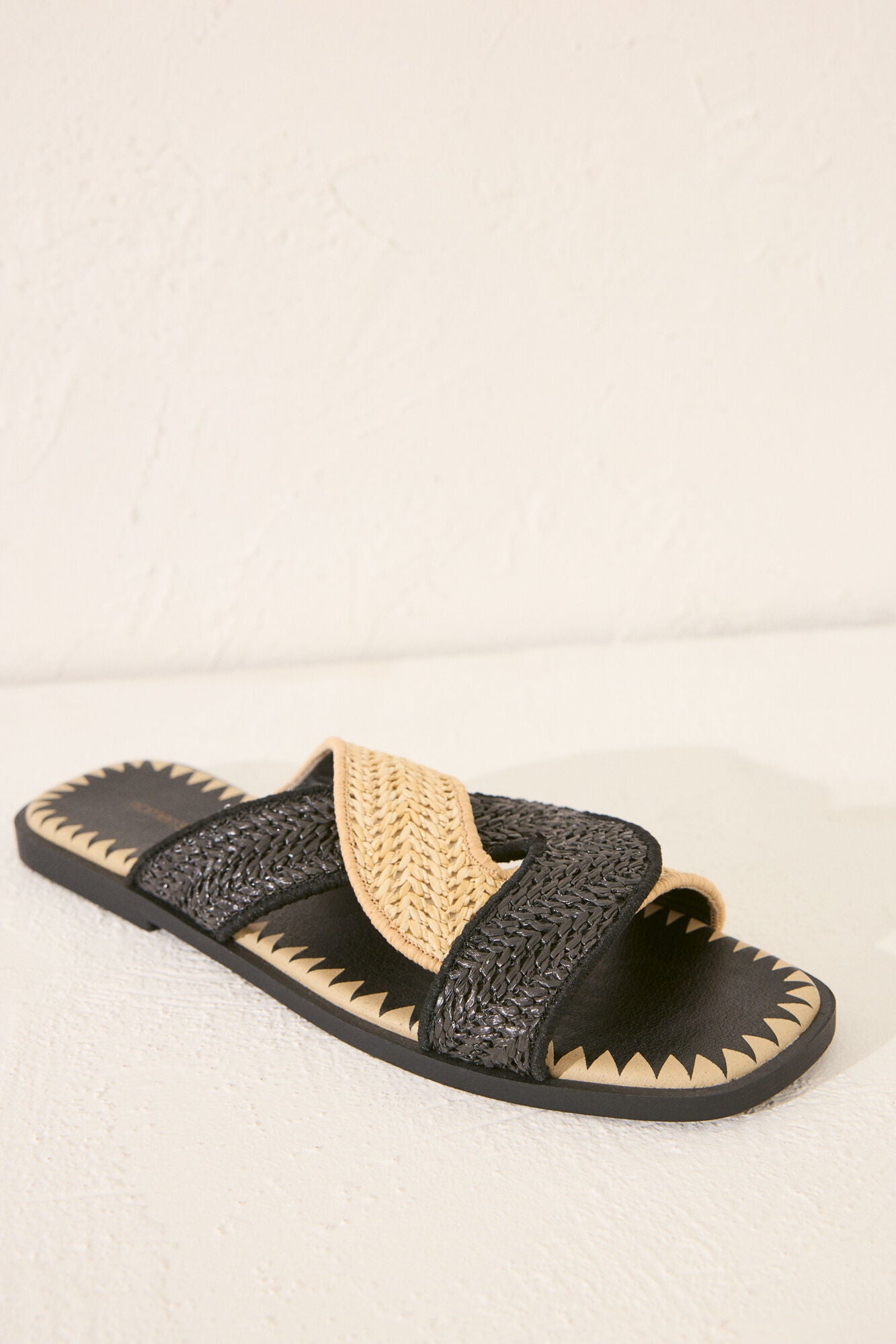 Black raffia sandals