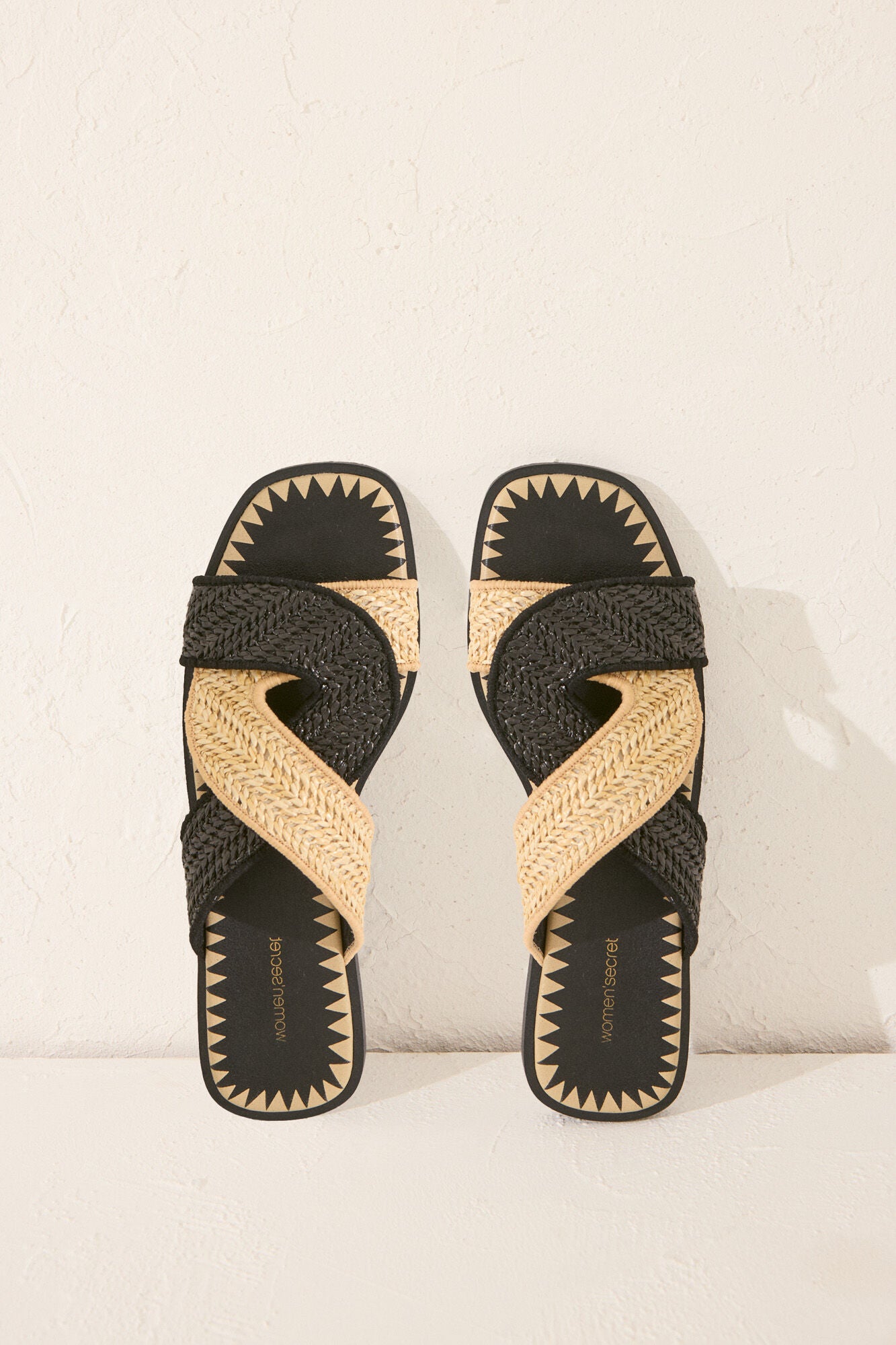 Black raffia sandals