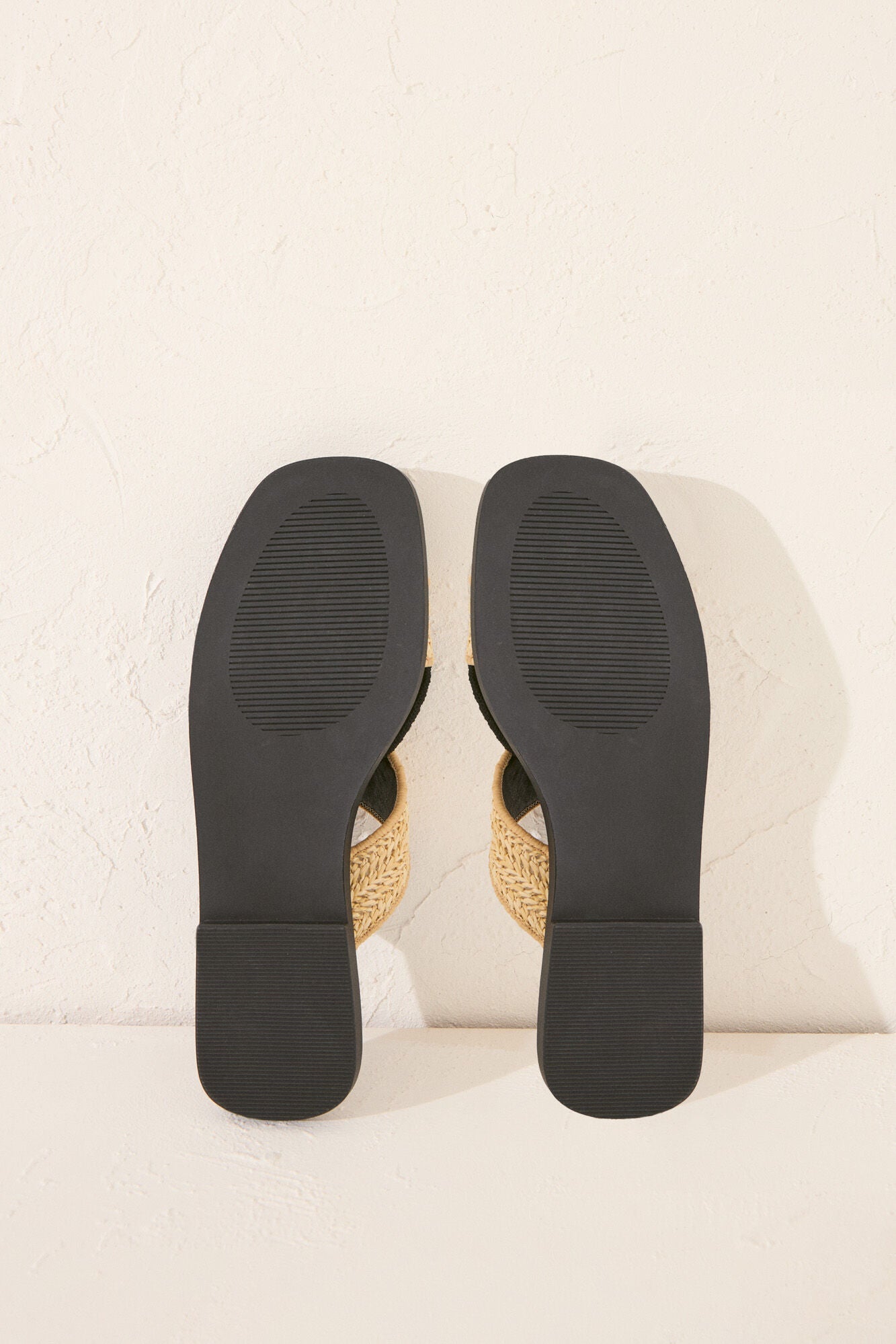 Black raffia sandals