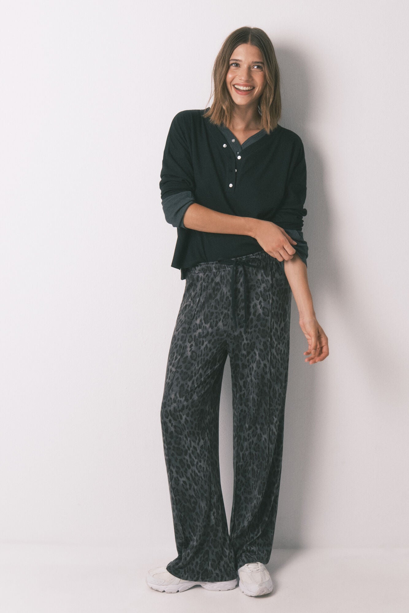 Black waffle long sleeve t-shirt