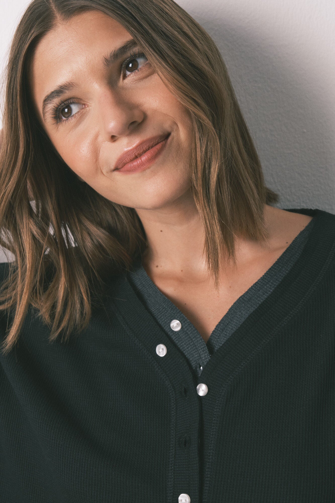 Black waffle long sleeve t-shirt