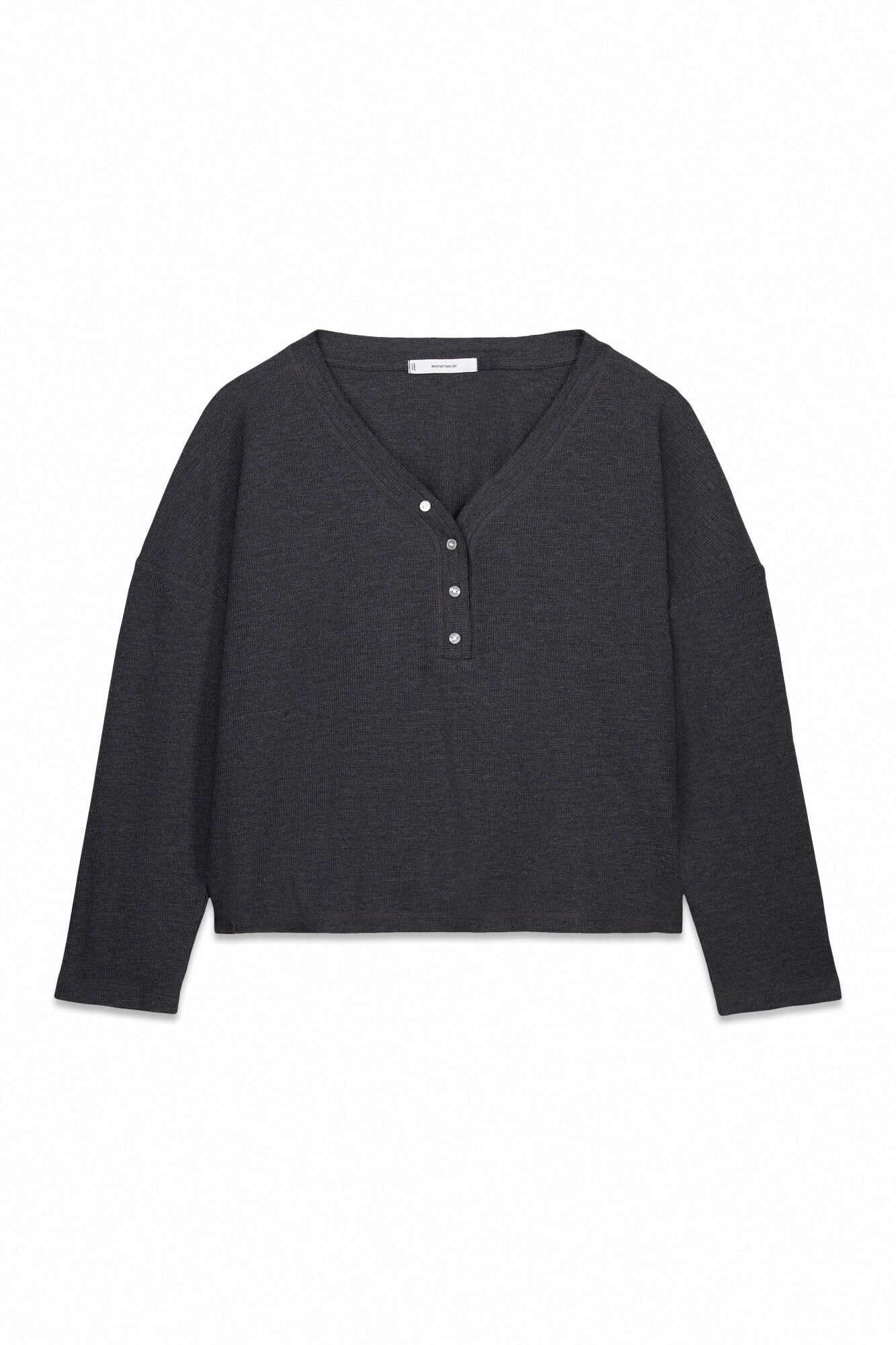 Grey waffle long sleeve t-shirt