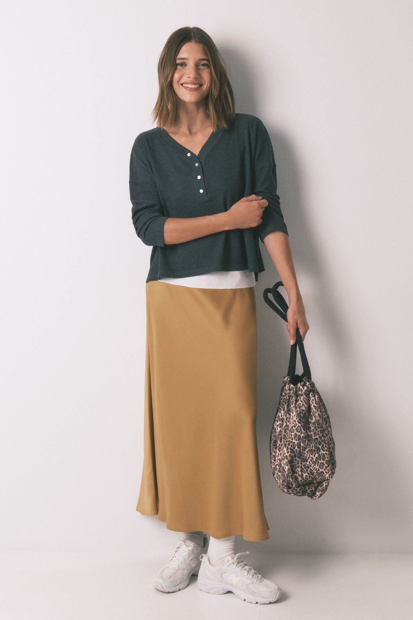 Grey waffle long sleeve t-shirt