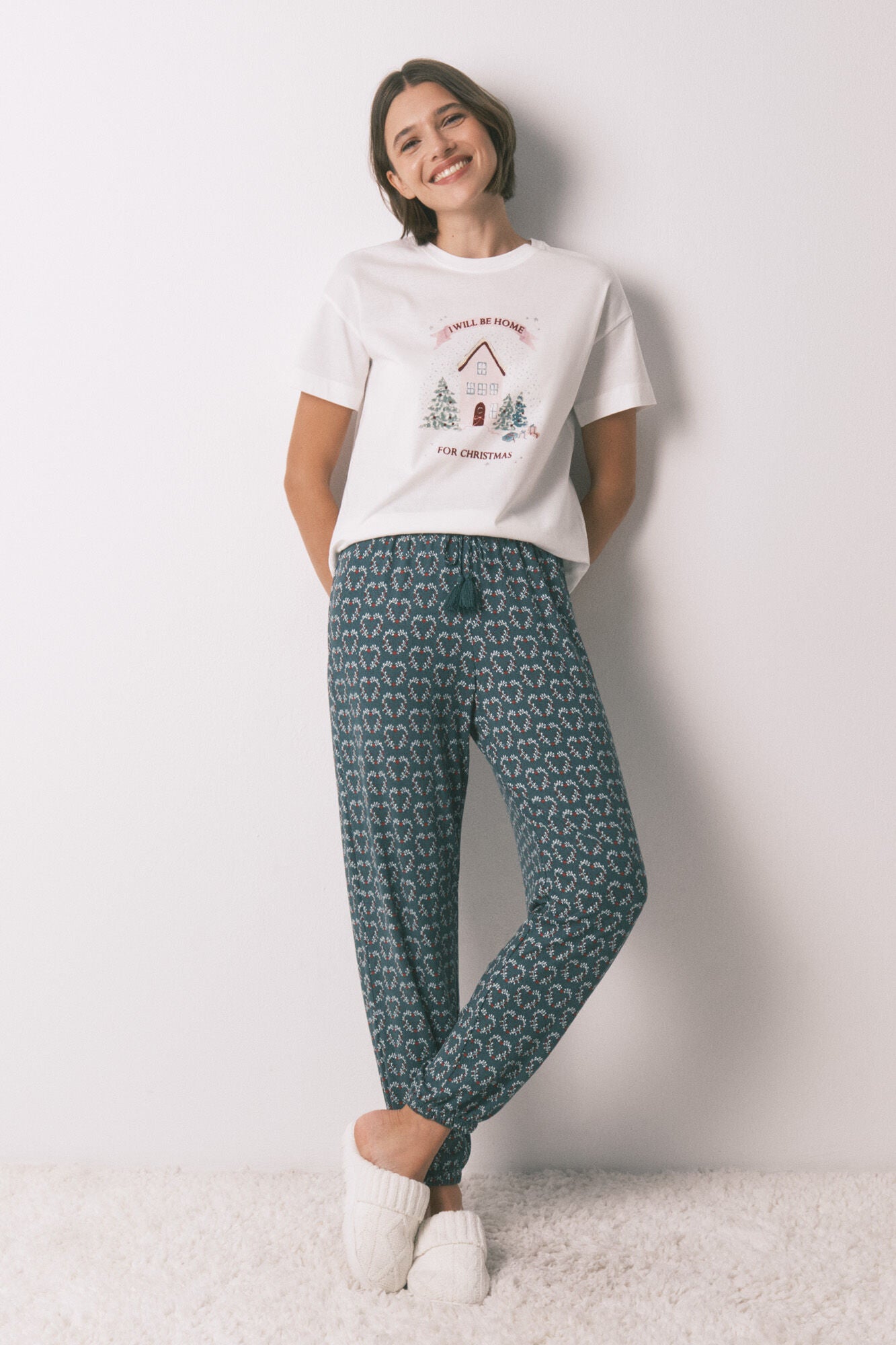 100% cotton white Christmas short sleeve T-shirt