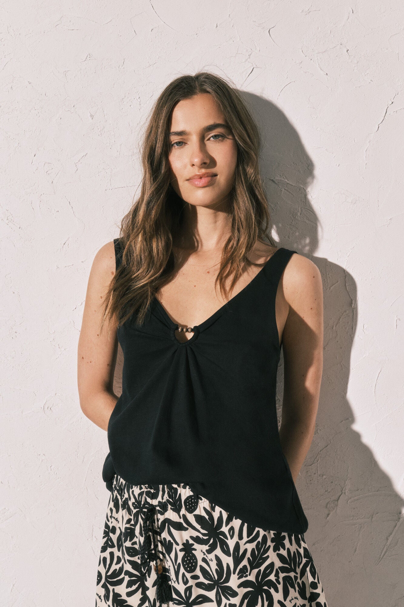 Black wide-strap tank top