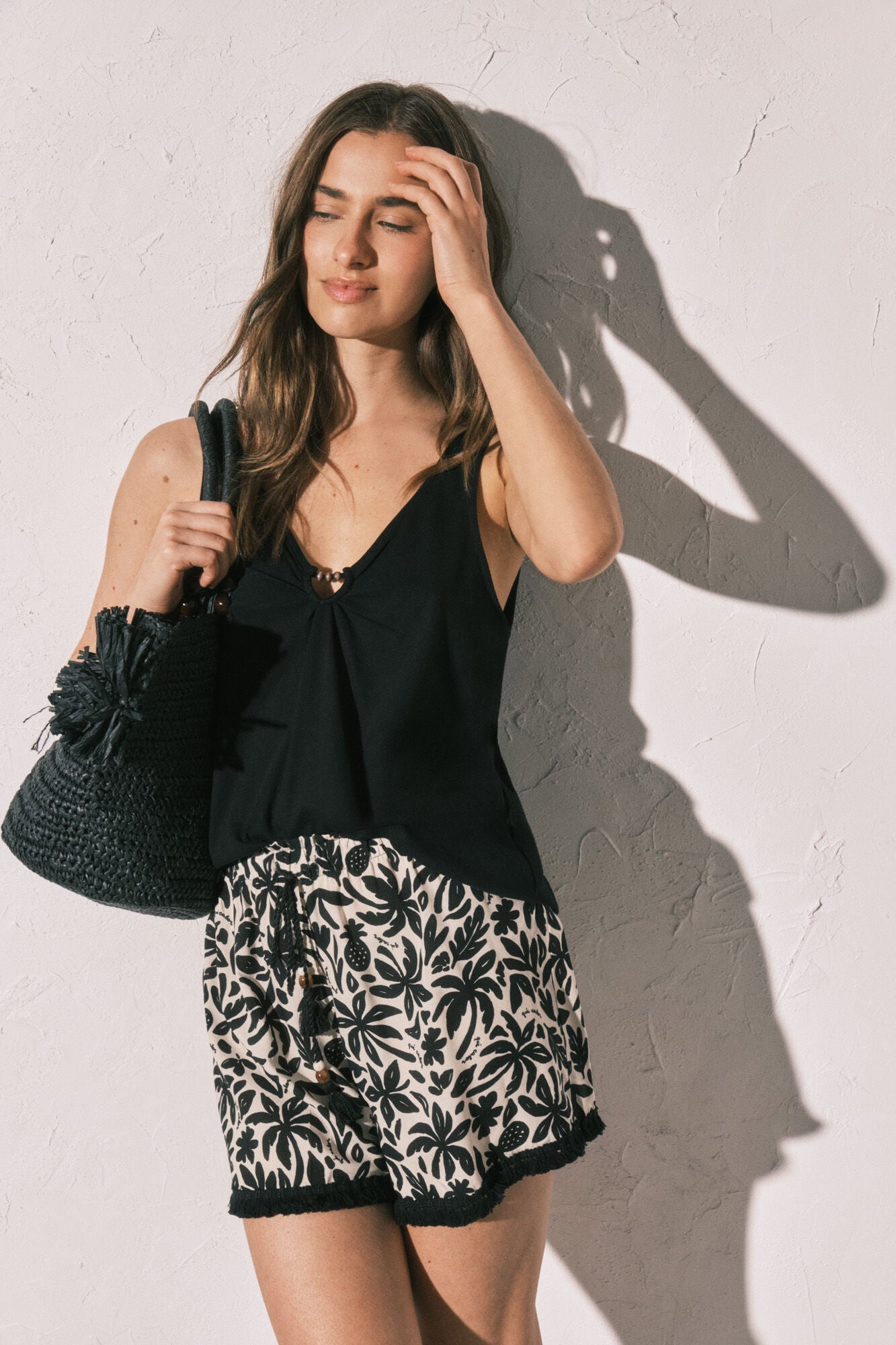 Black wide-strap tank top