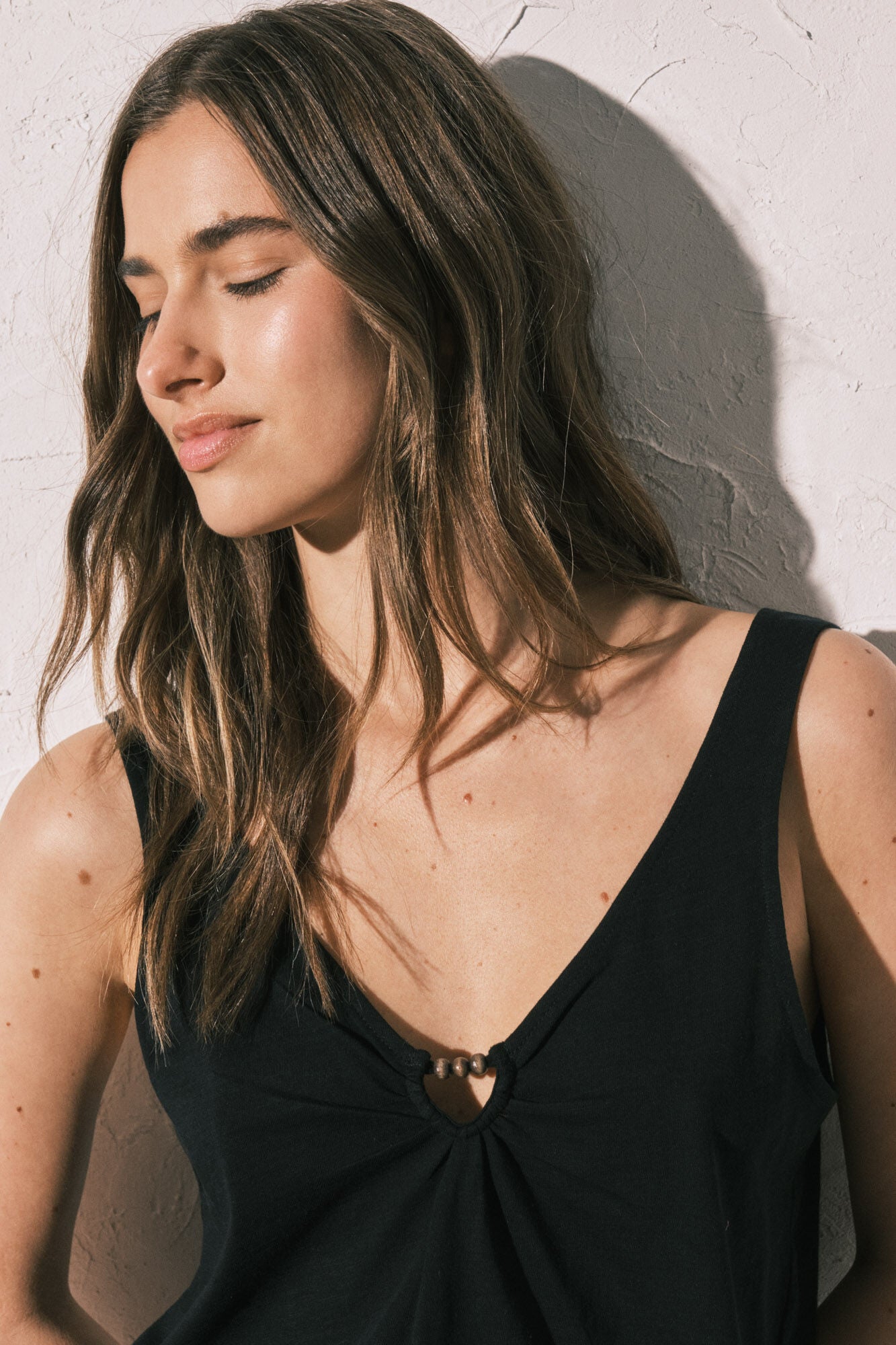 Black wide-strap tank top