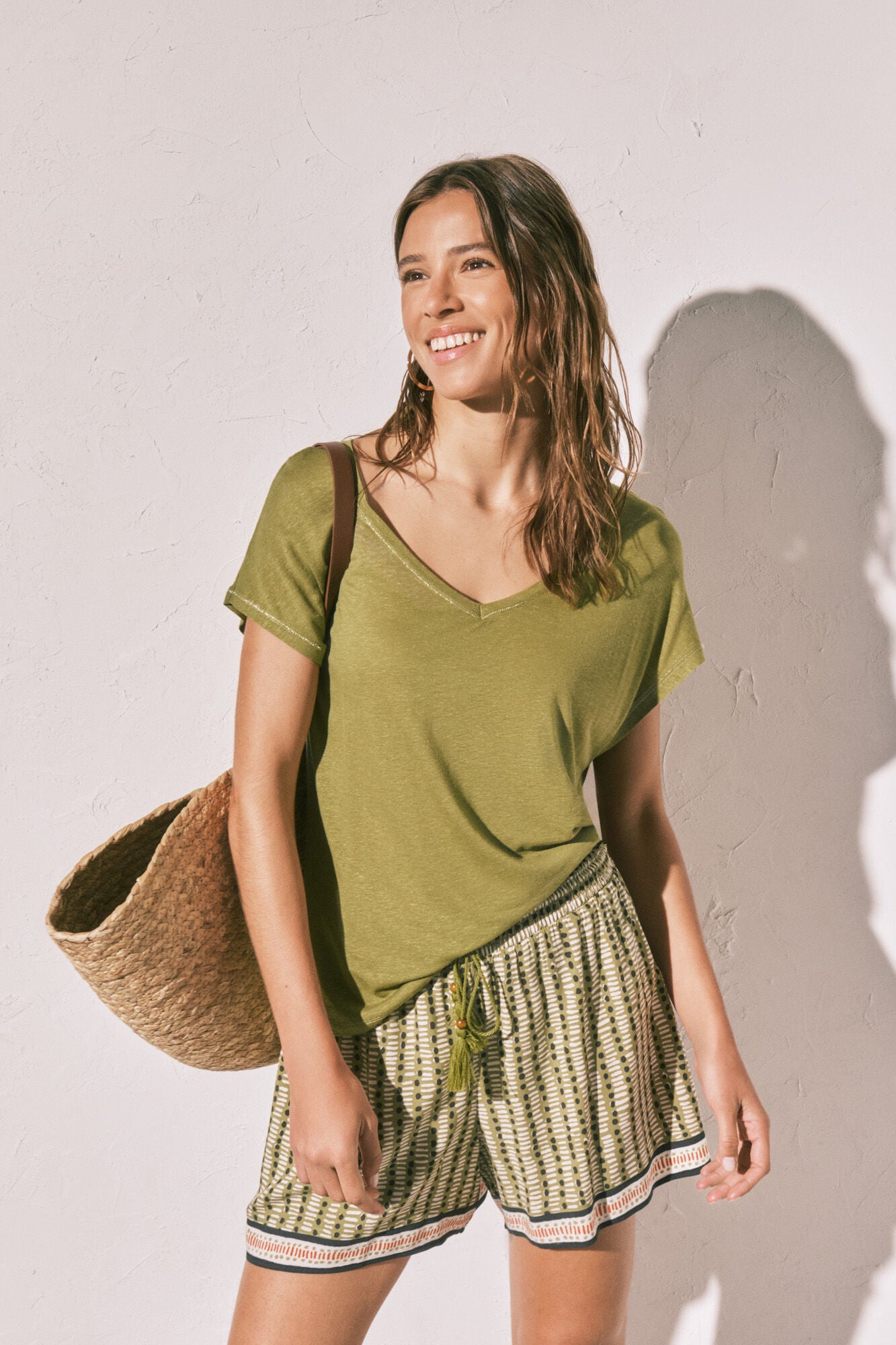 Green short-sleeved t-shirt