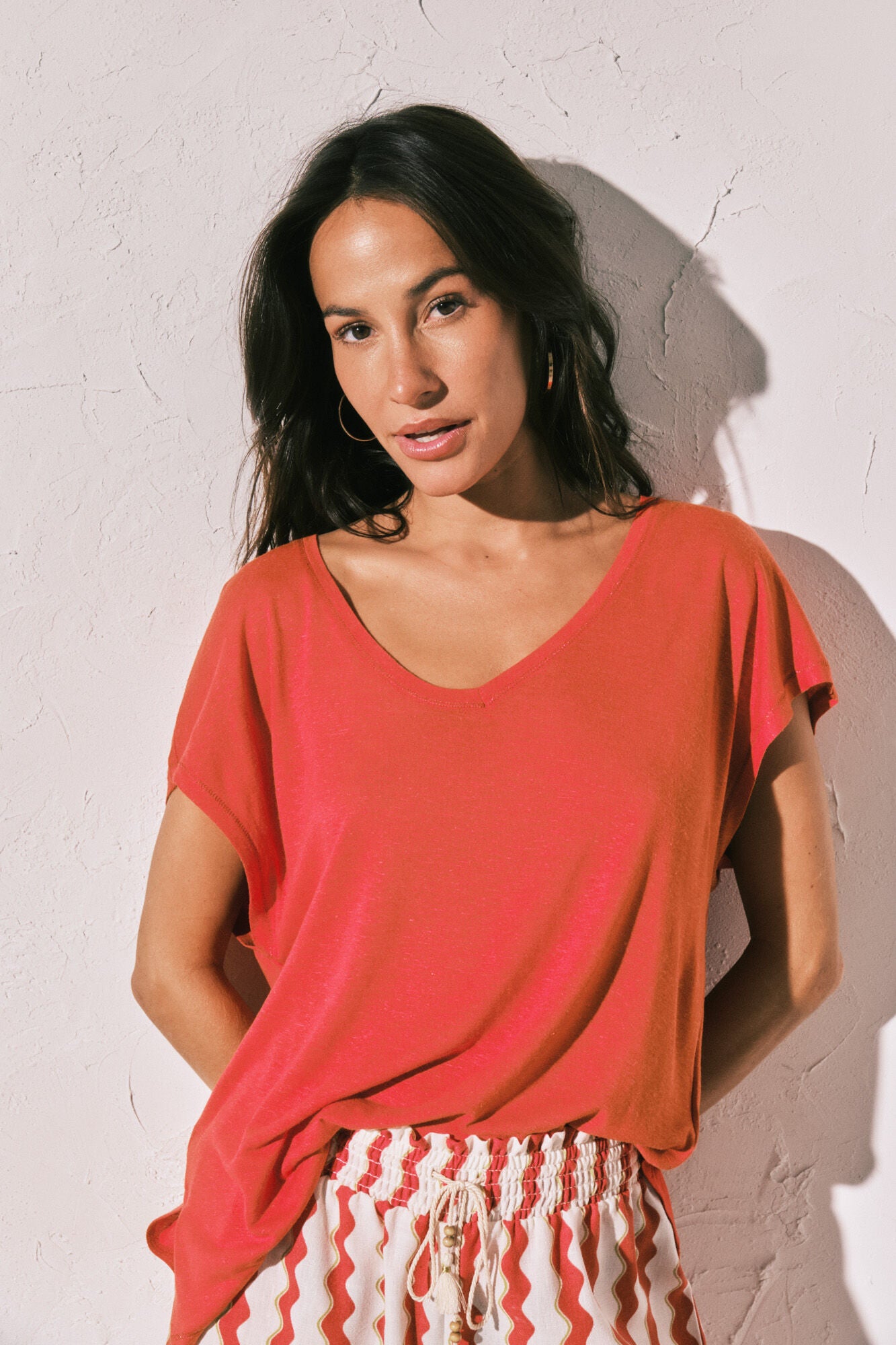Coral short-sleeved t-shirt