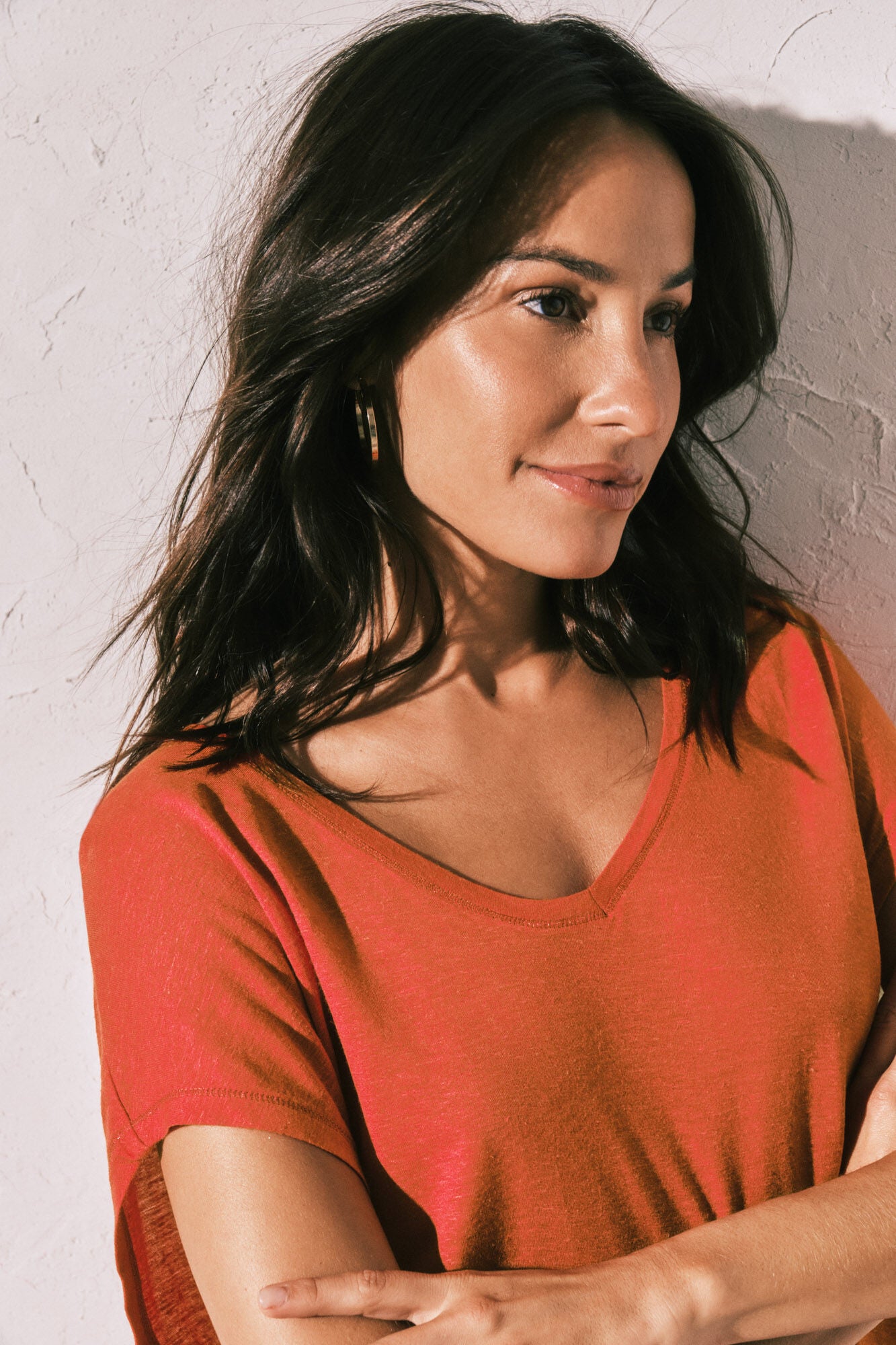 Coral short-sleeved t-shirt