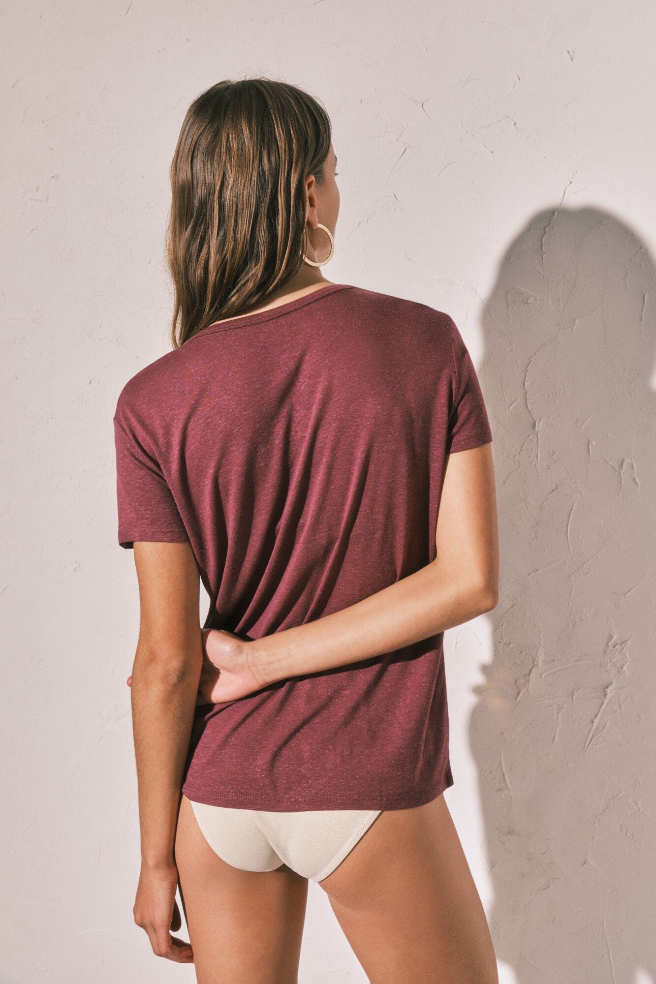Maroon underwired ruched tank top
