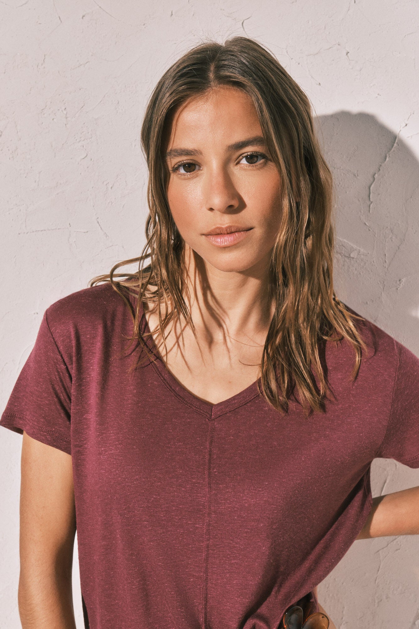Maroon underwired ruched tank top