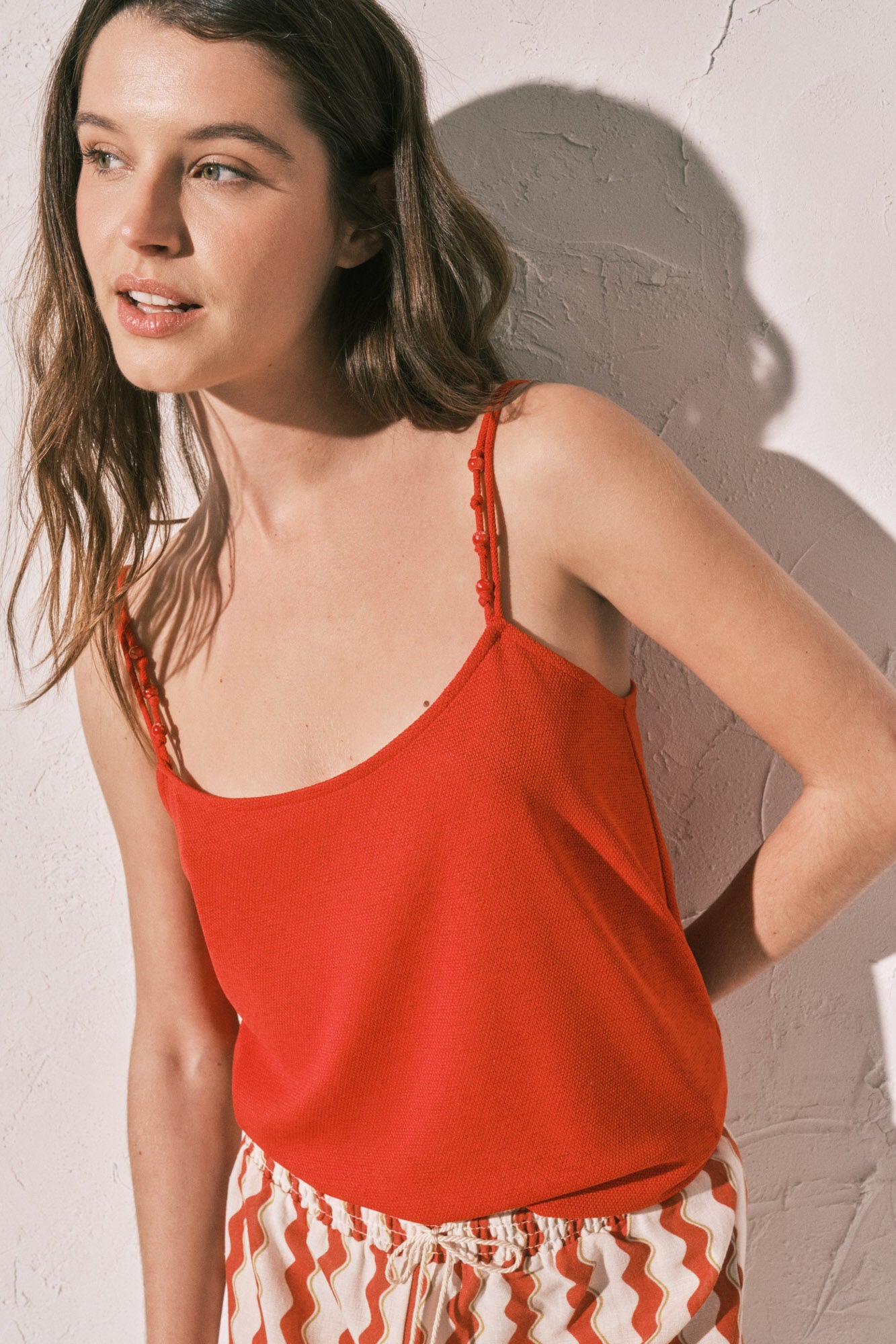 coral tank top