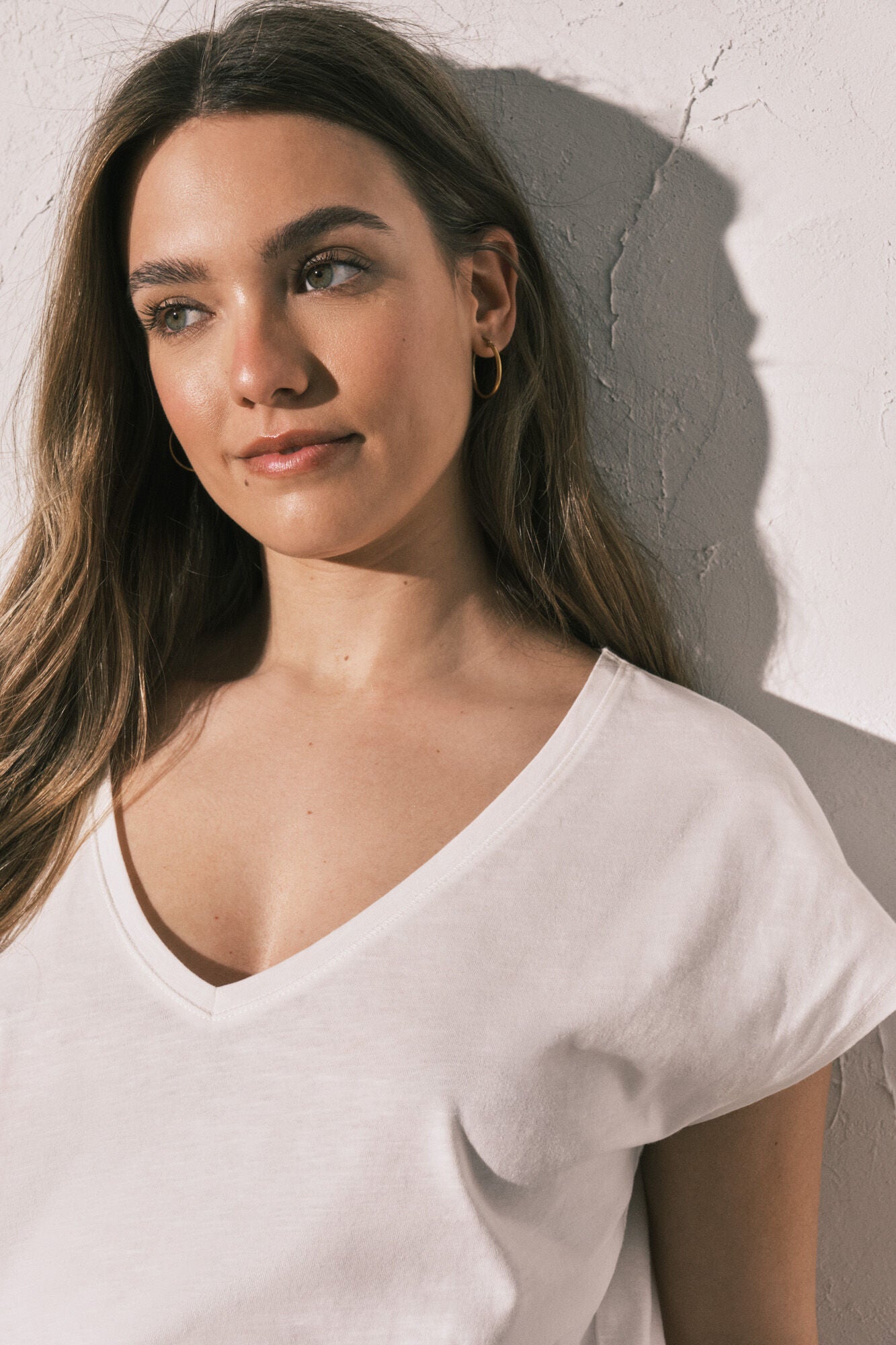 White cotton ruched T-shirt