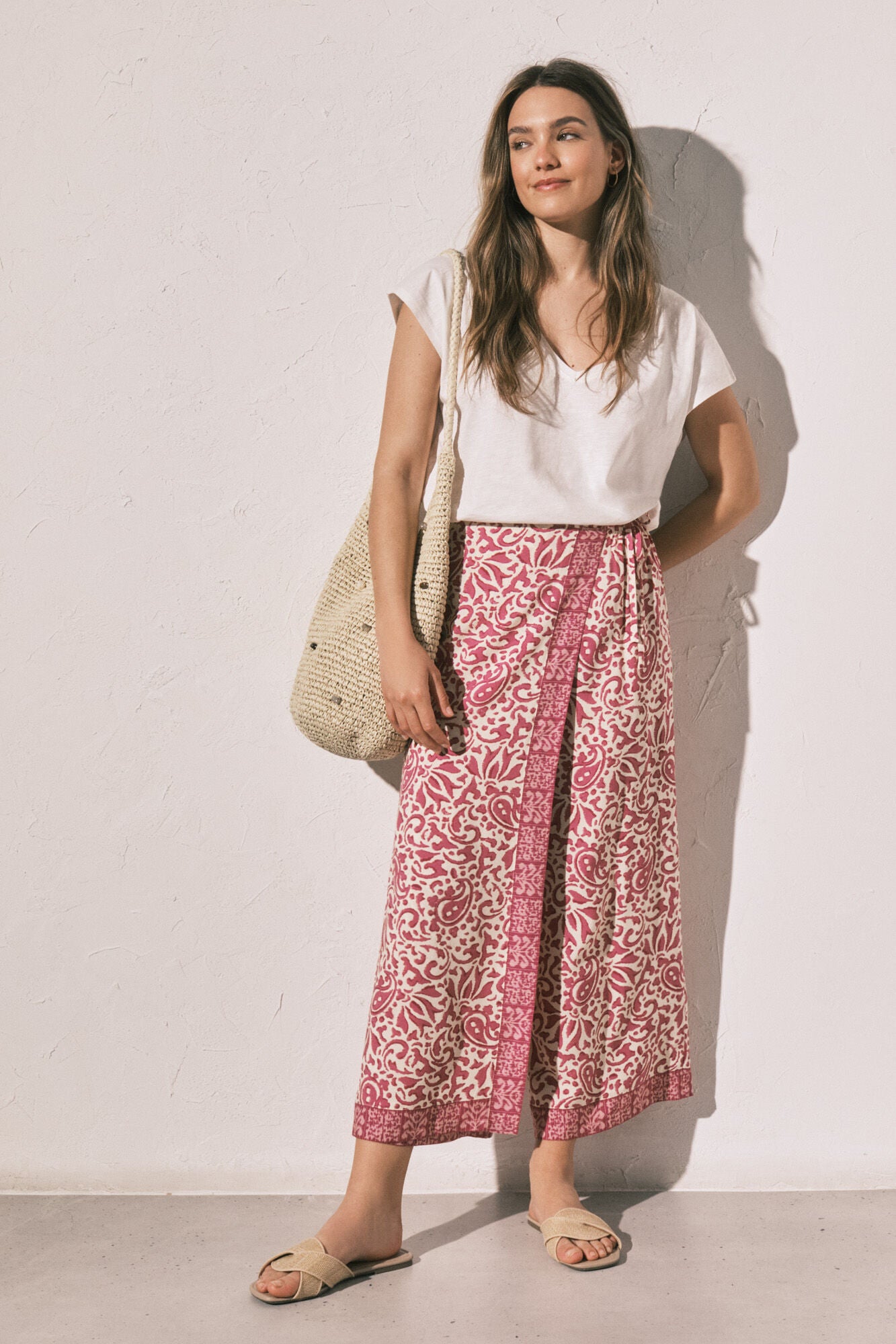 White cotton ruched T-shirt
