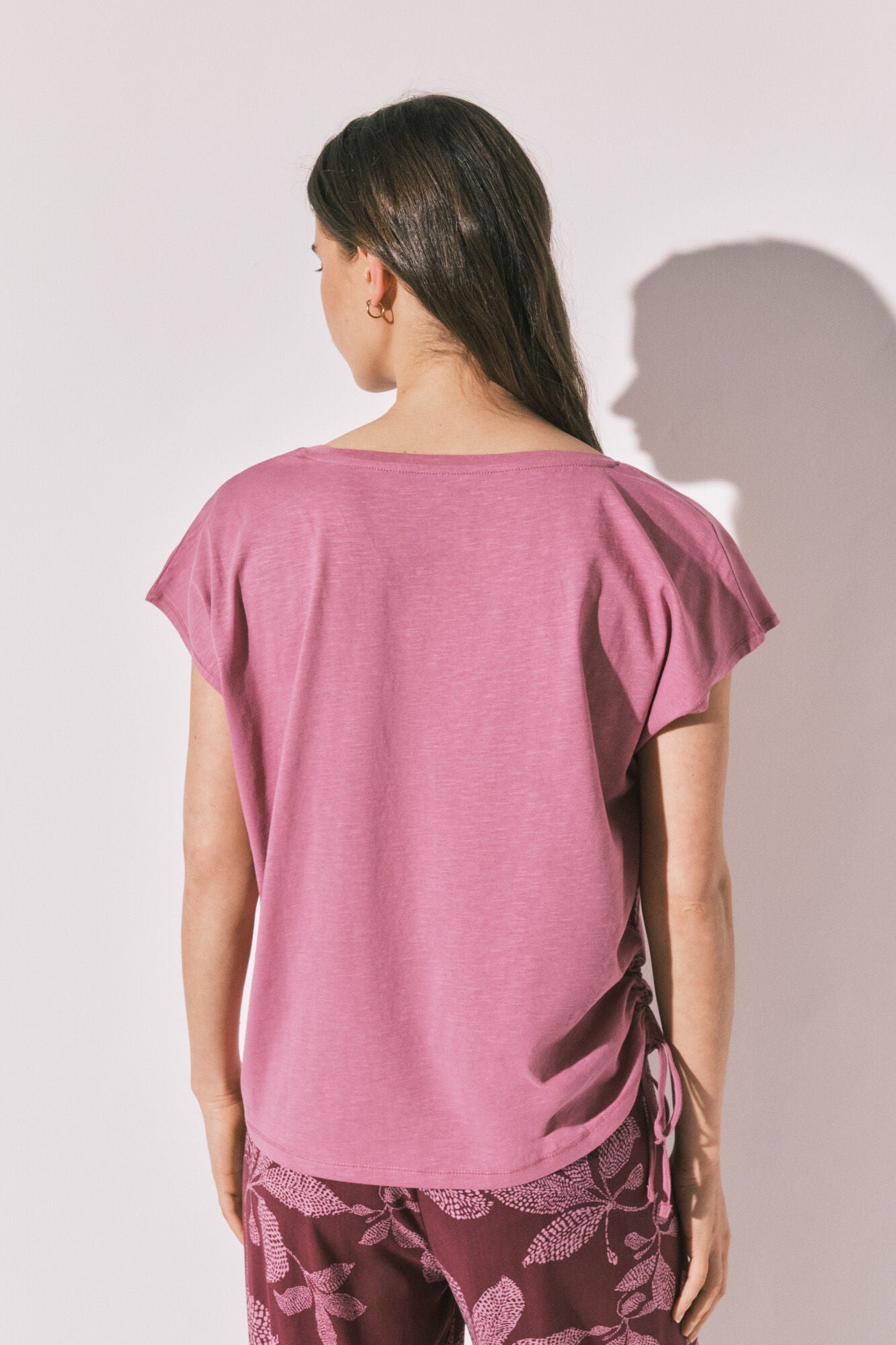 Lilac cotton ruched T-shirt