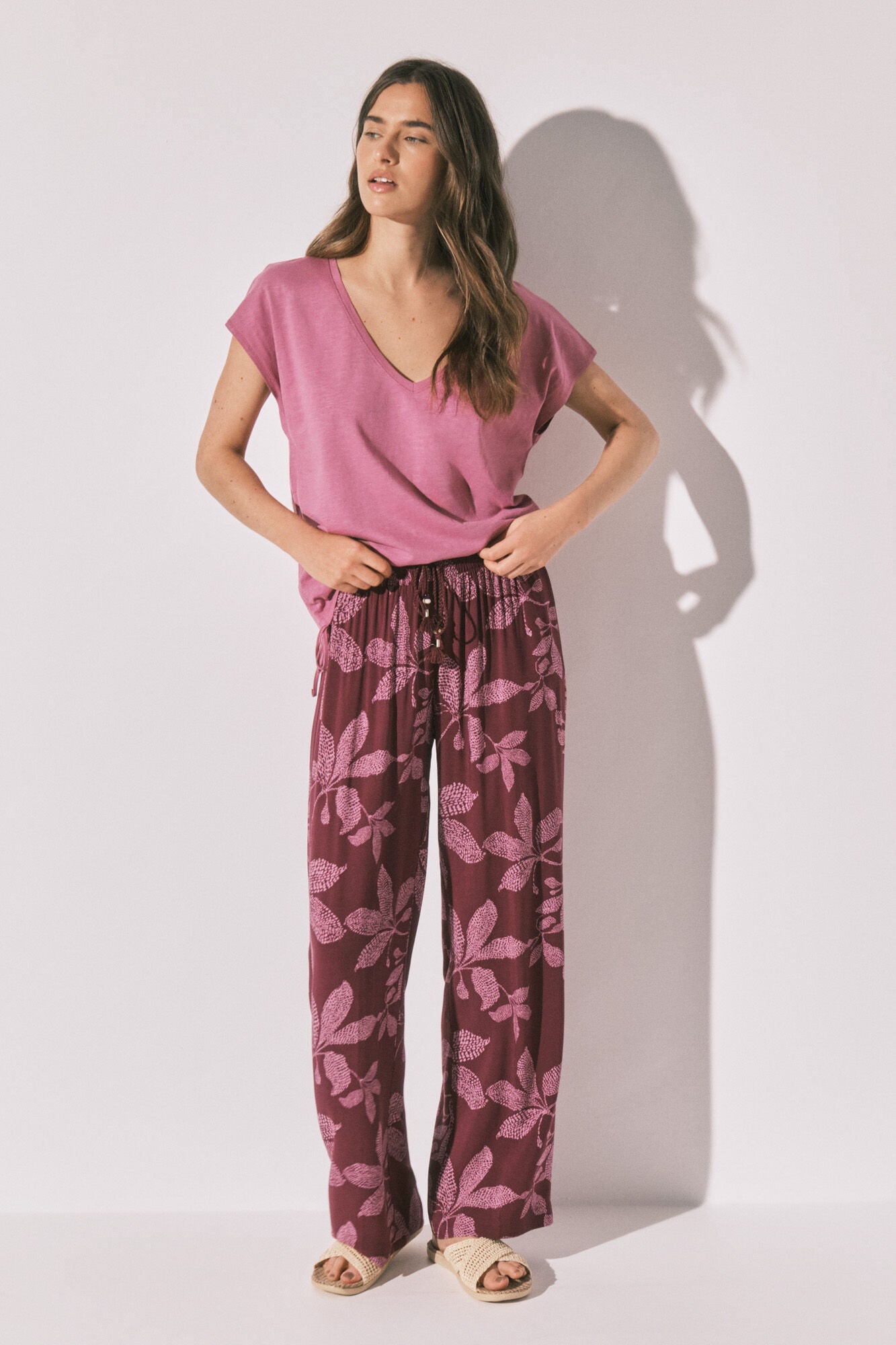 Lilac cotton ruched T-shirt
