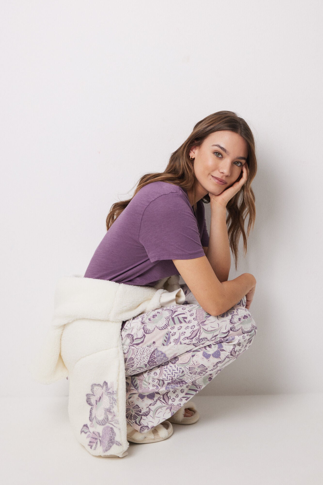 Purple 100% cotton short sleeve shirt
