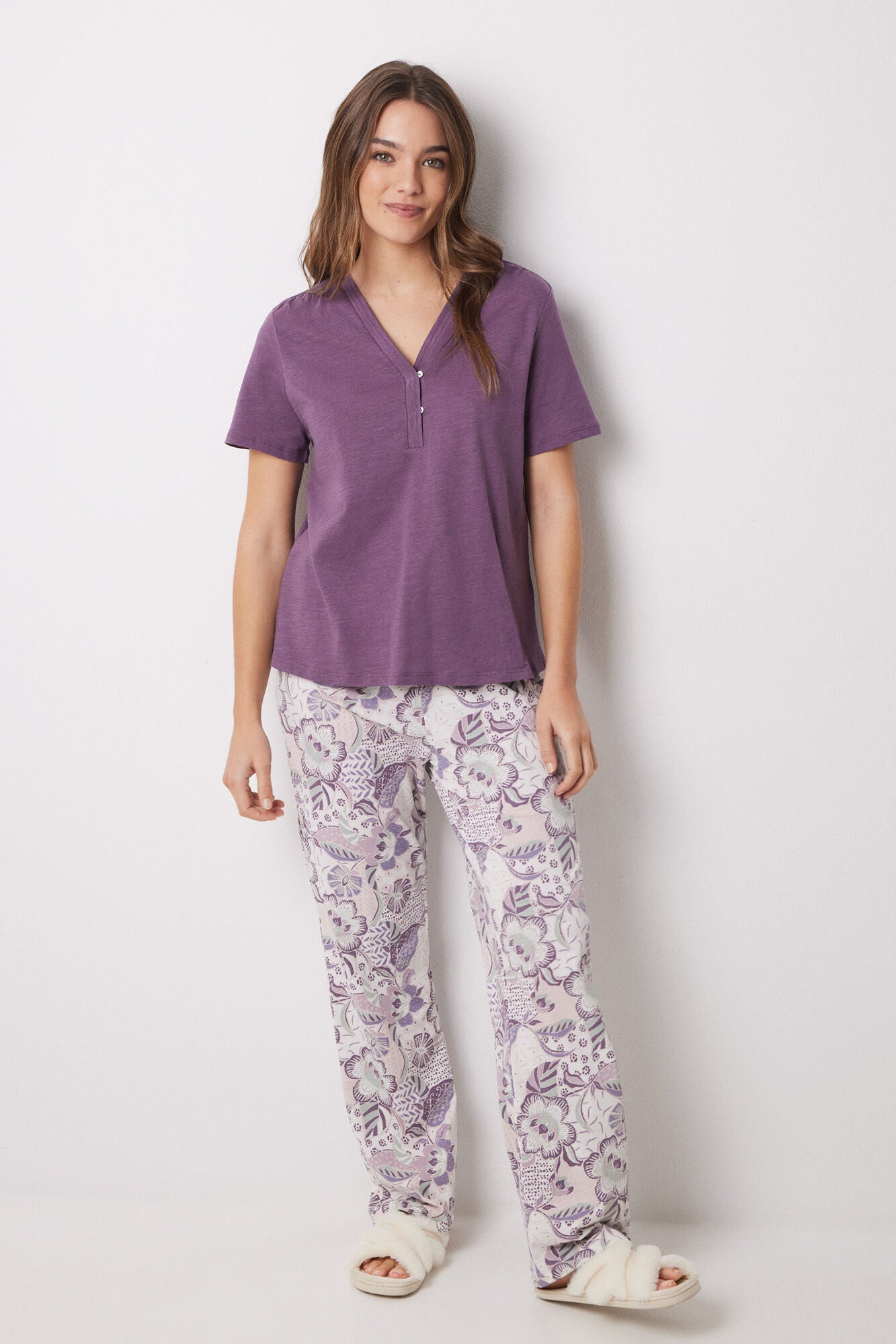 Purple 100% cotton short sleeve shirt