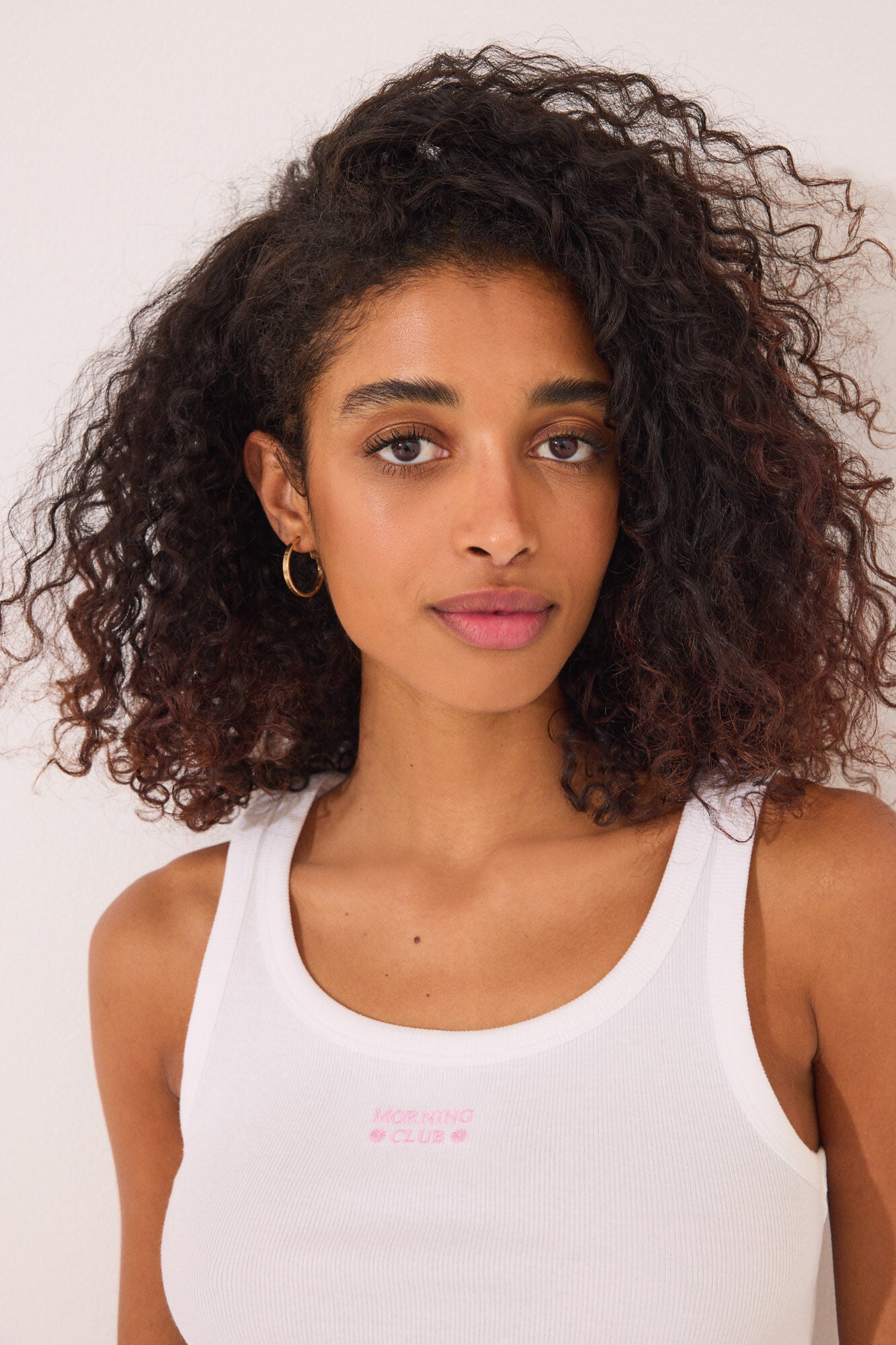 White ribbed vest top