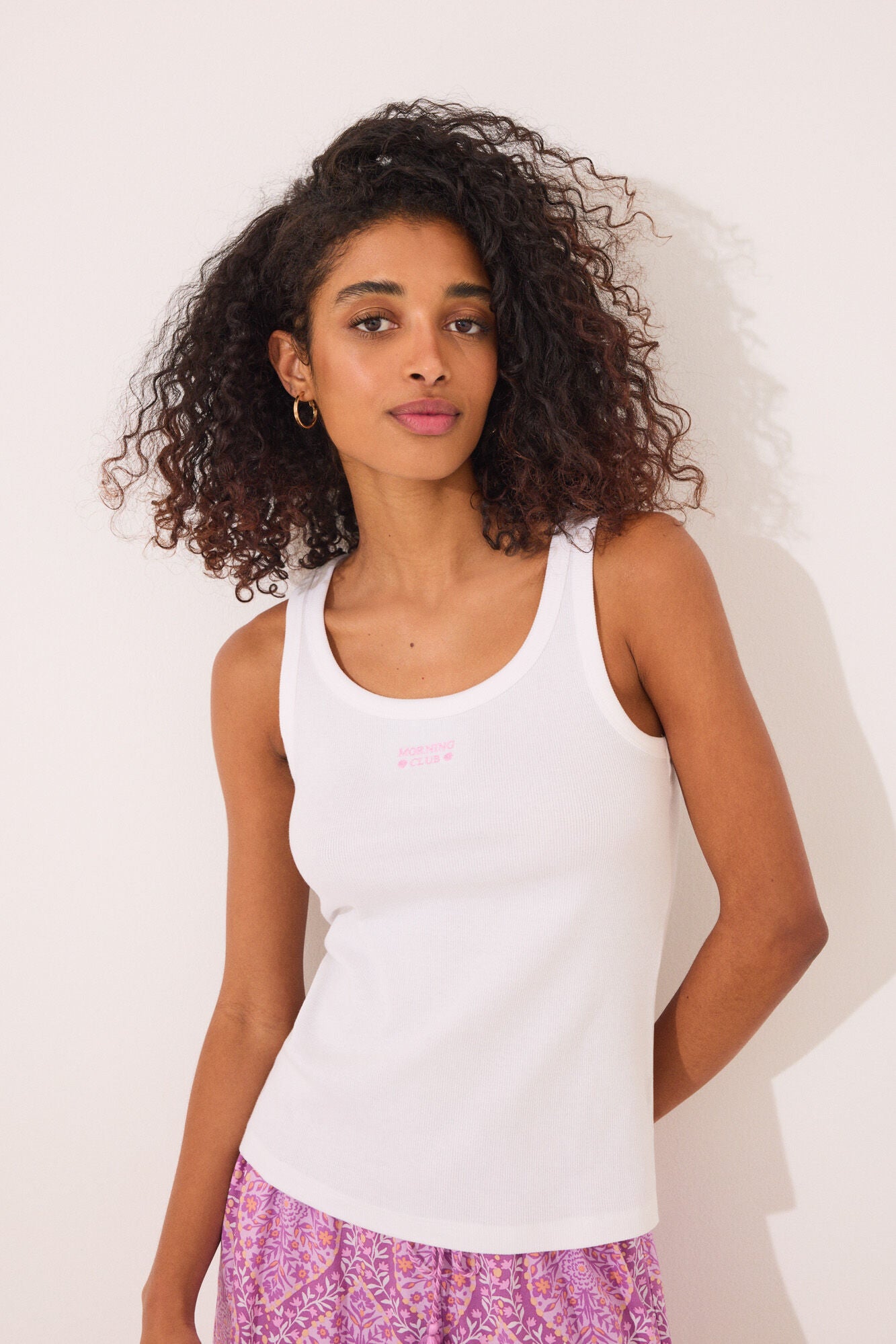White ribbed vest top